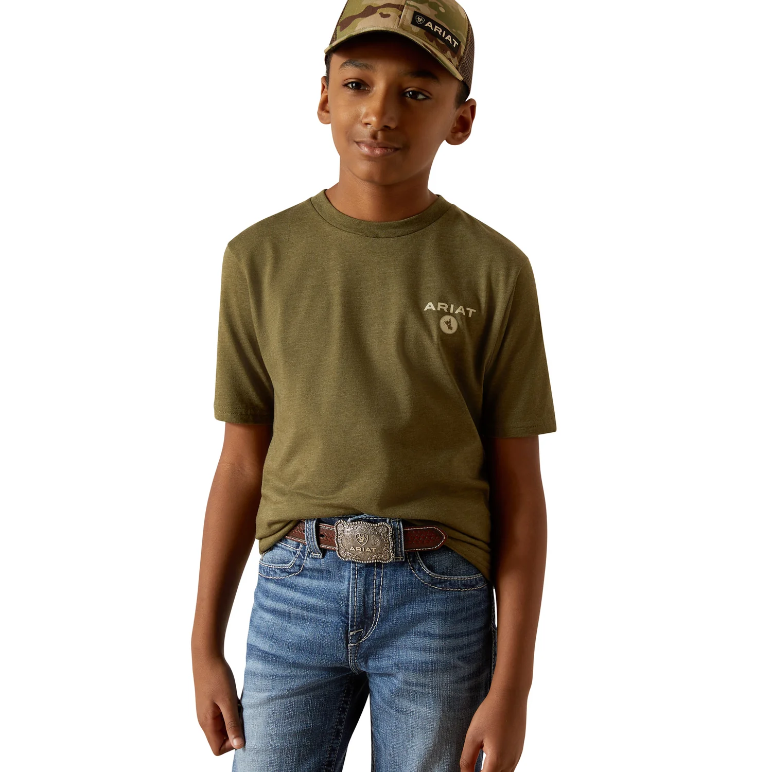 Ariat Boy's Roped Diamond Tee - Military Heather