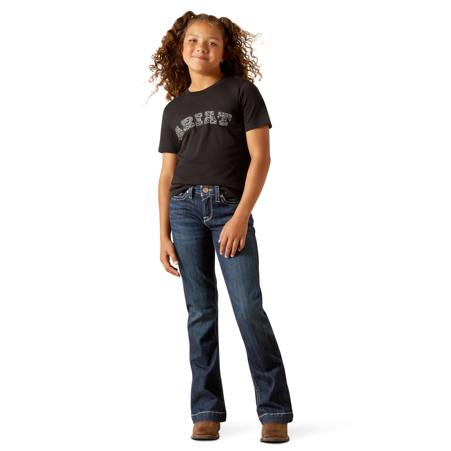 Ariat Girl's Boot Stitch Logo Tee - Black - Image 4