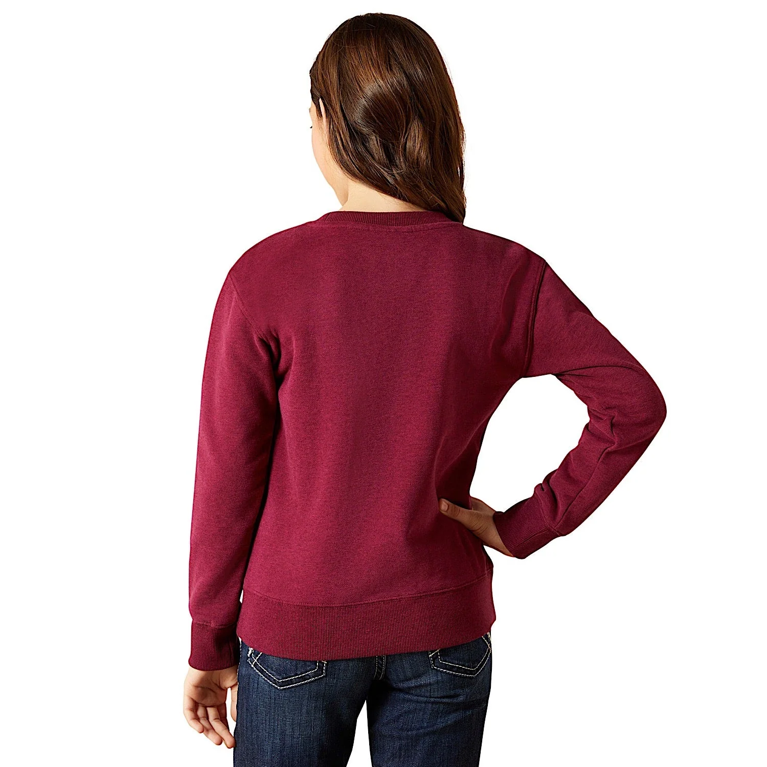 Ariat Girl's Emblem Sweatshirt - Beaujolais Heather - Image 2