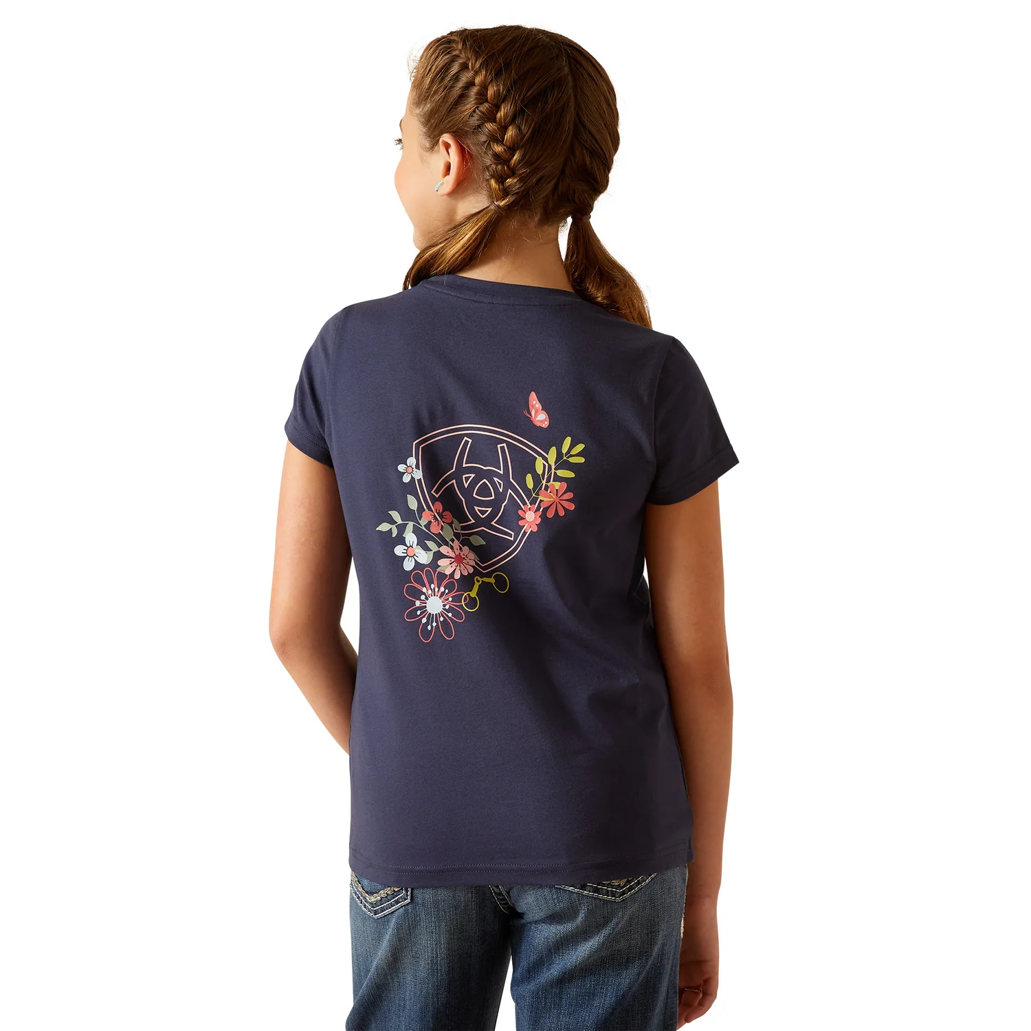 Ariat Girl's Pretty Shield Short Sleeve T-Shirt - Navy Eclipse - Image 2