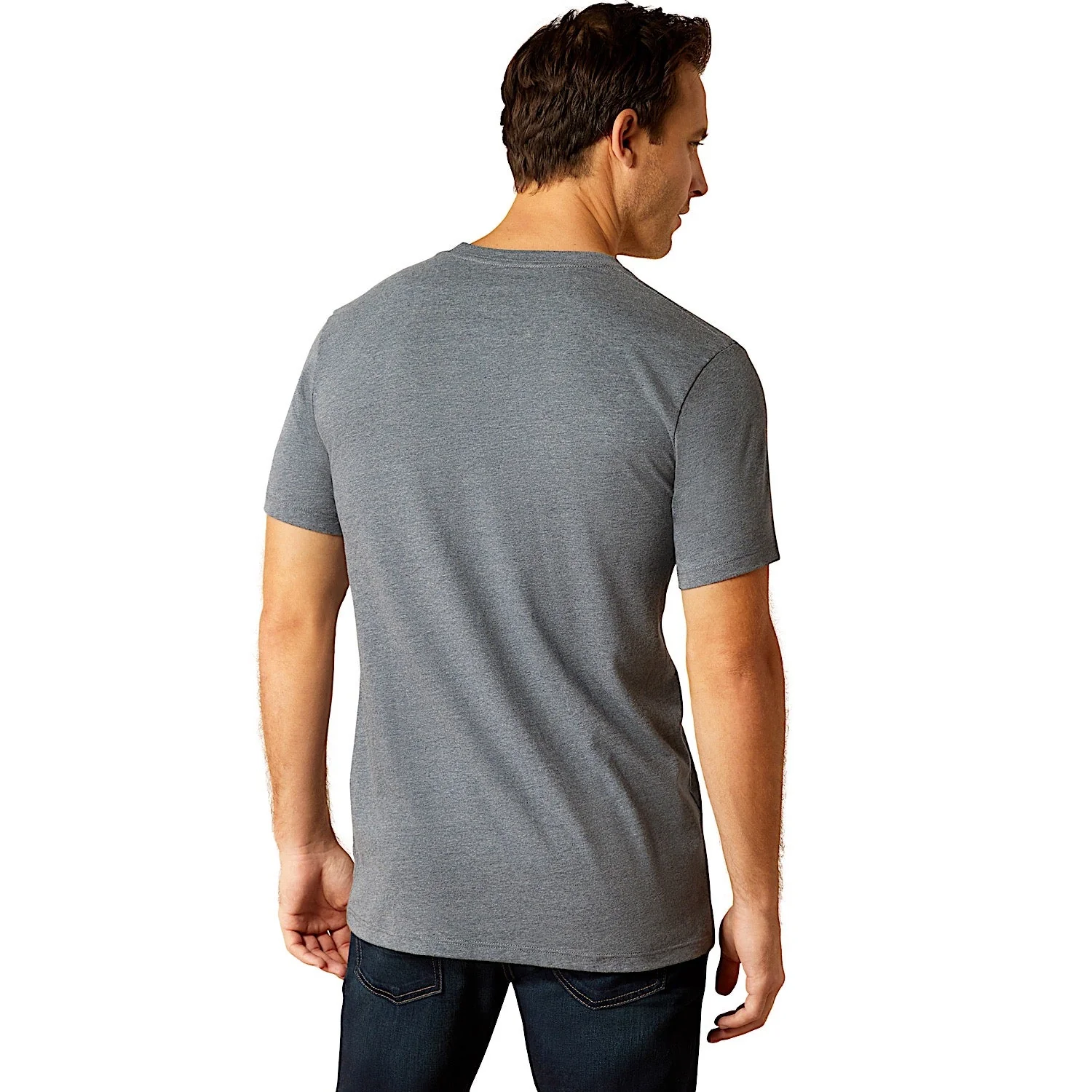 Ariat Men's B&W Logo T-Shirt - Athletic Heather - Image 2