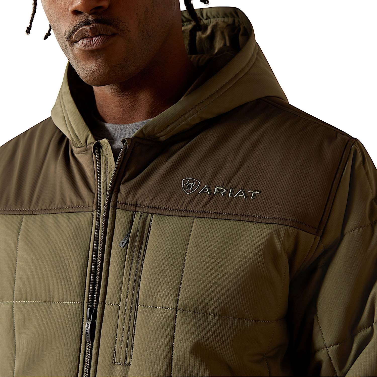 Ariat Men's Crius Hooded Insulated Jacket - Green/Dark Green - Image 4
