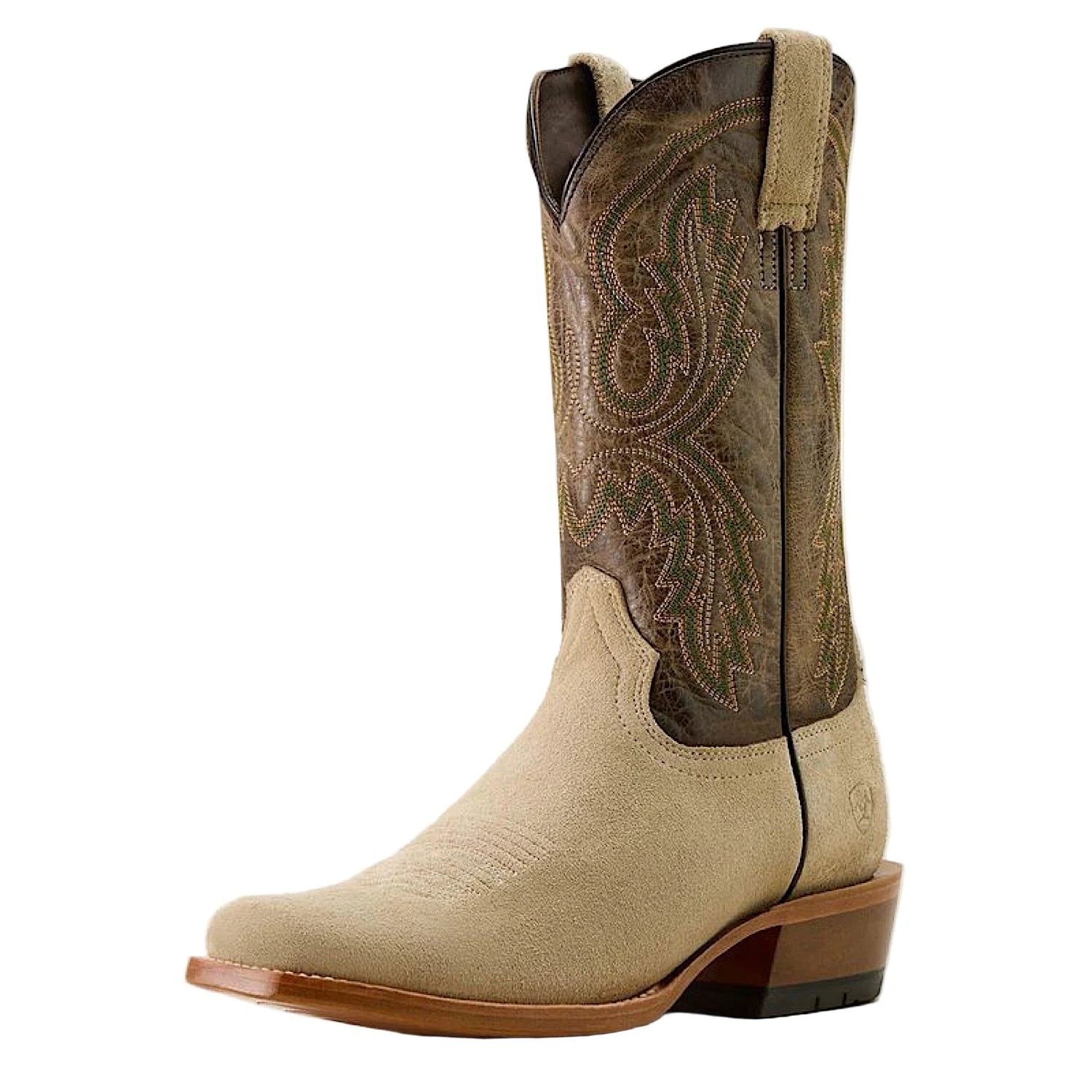 Ariat Men's Futurity Cashout Narrow Cutter Toe Cowboy Boot - Bone Roughout / Bitter Chocolate