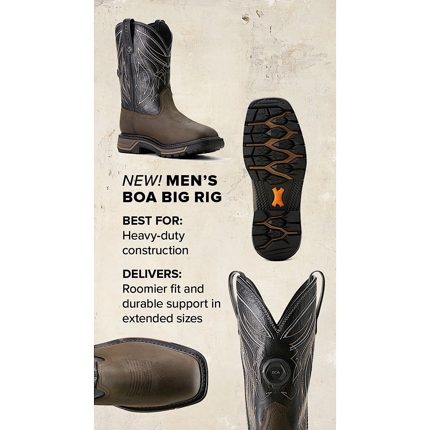 Ariat Men's H20 Big Rig Boa Work Boot - Iron Coffee/Black - Image 7