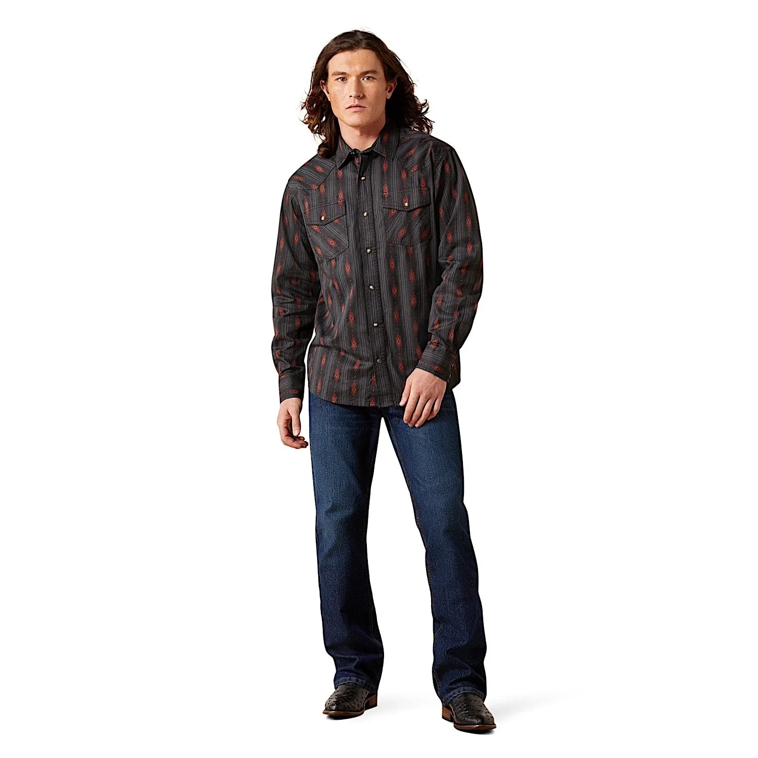 Ariat Men's Harrel Retro Fit Snap Shirt - Black - Image 3