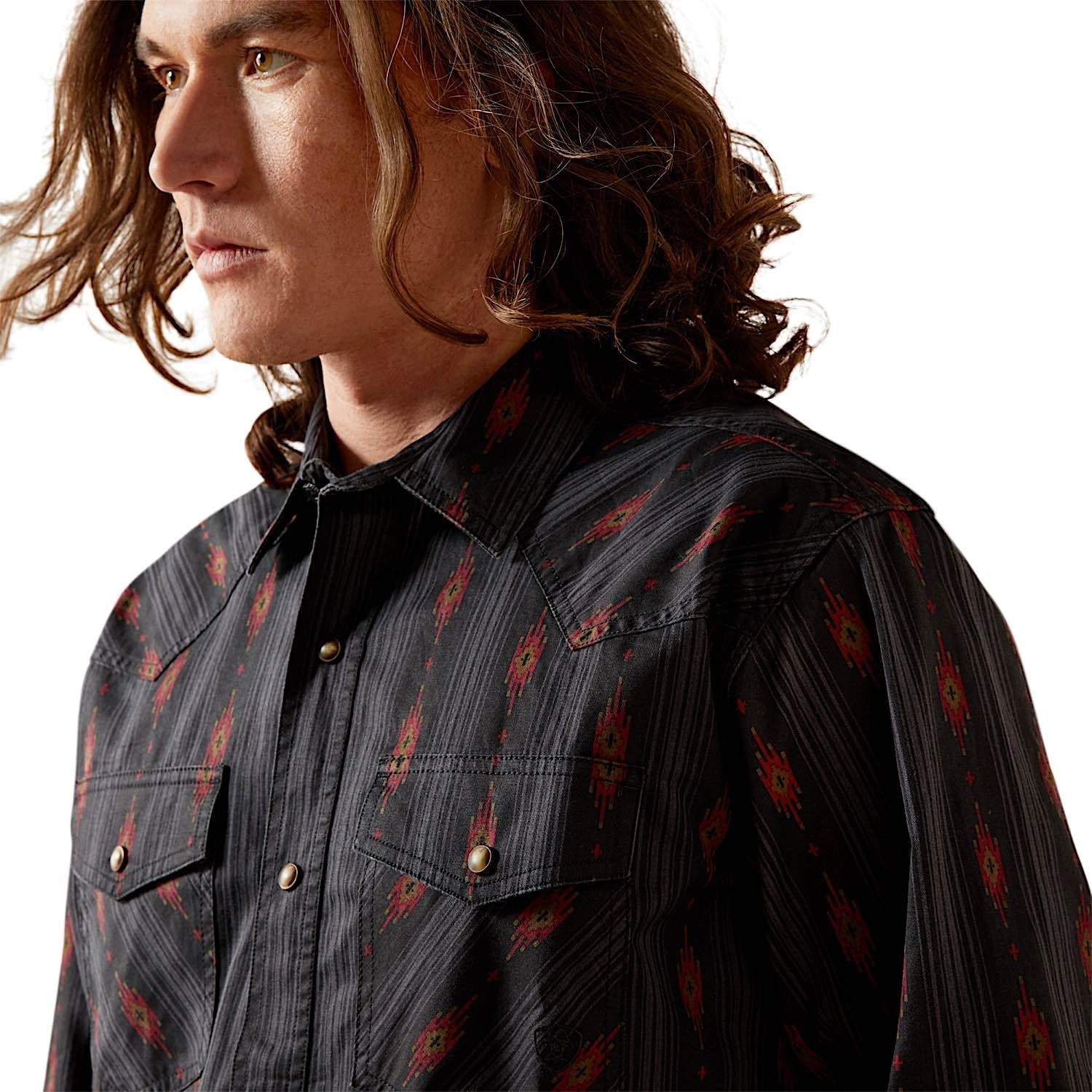 Ariat Men's Harrel Retro Fit Snap Shirt - Black - Image 4