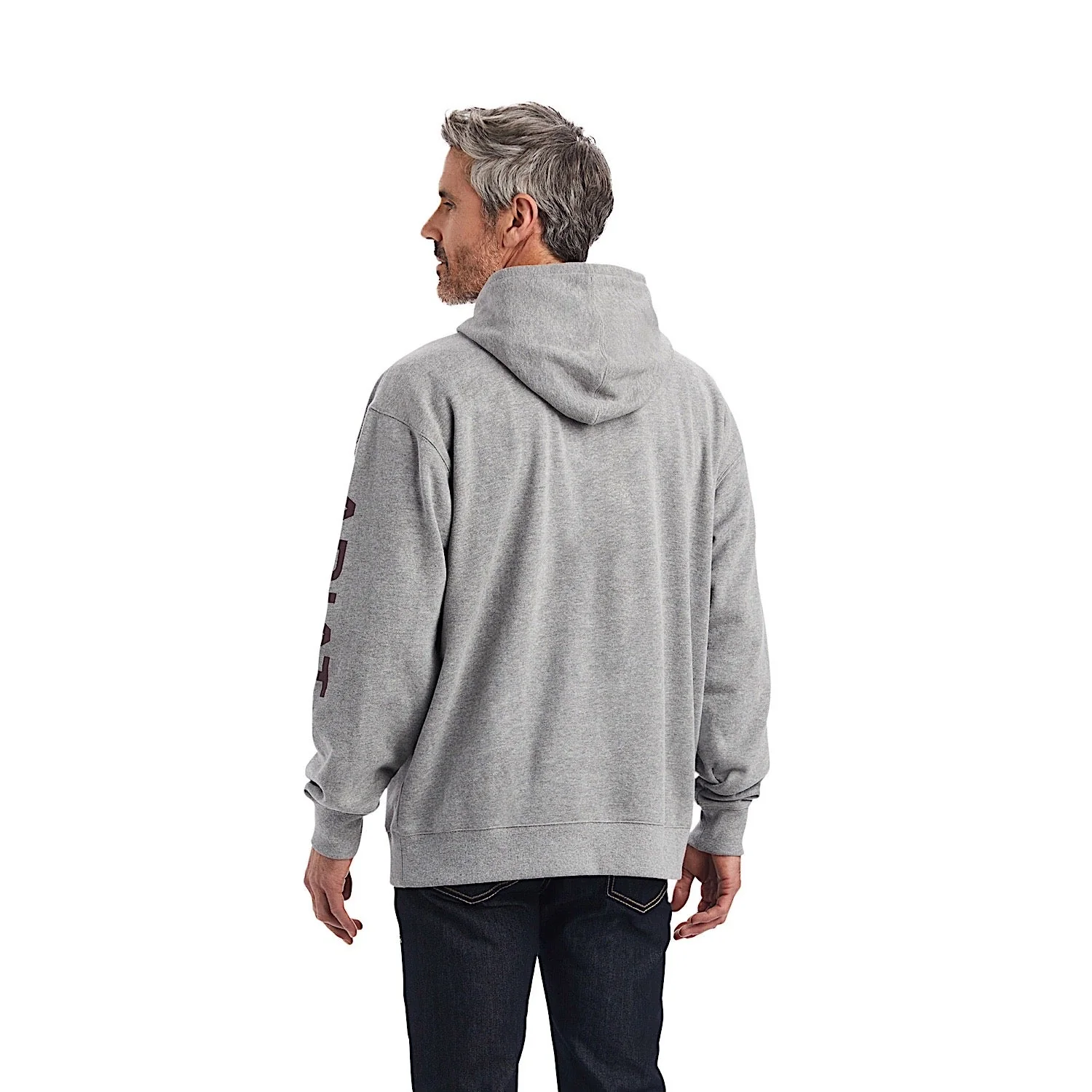 Ariat Men's Logo Hoodie - Heather Grey - Image 2