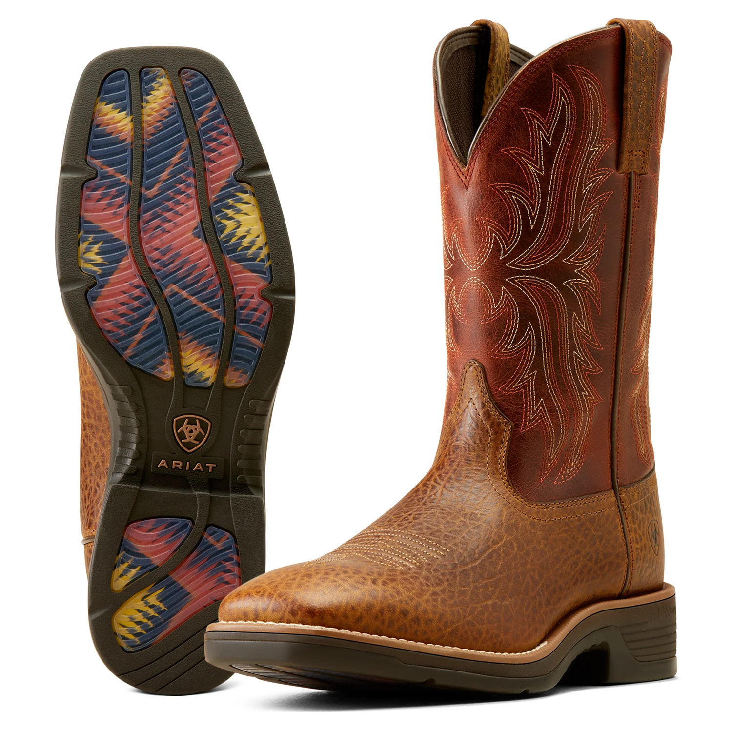 Ariat Men's Ridgeback Boot Tan Bull Emboss/Orange Rust - Image 2