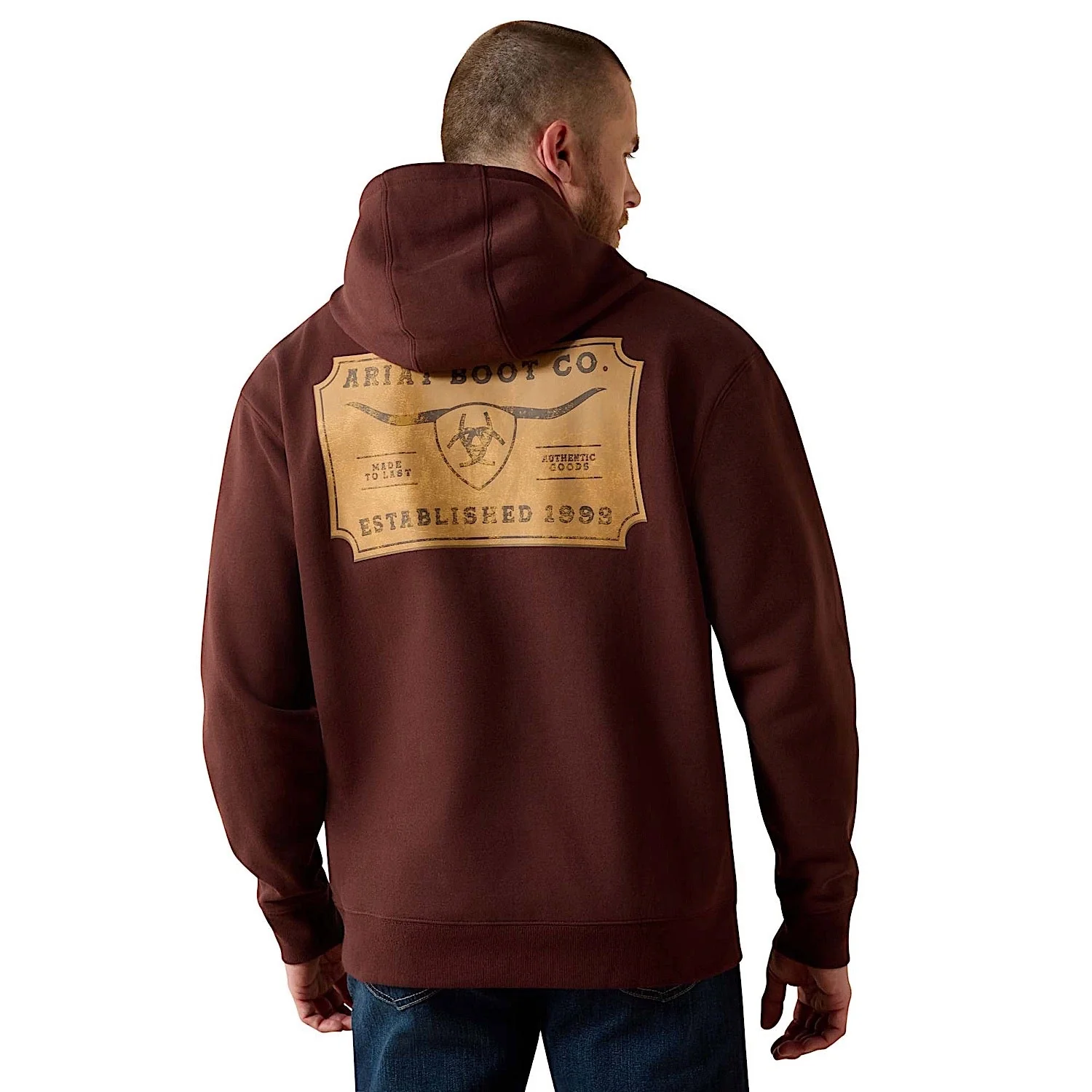 Ariat Men's Shield Steerhead Hoodie - Brown - Image 2