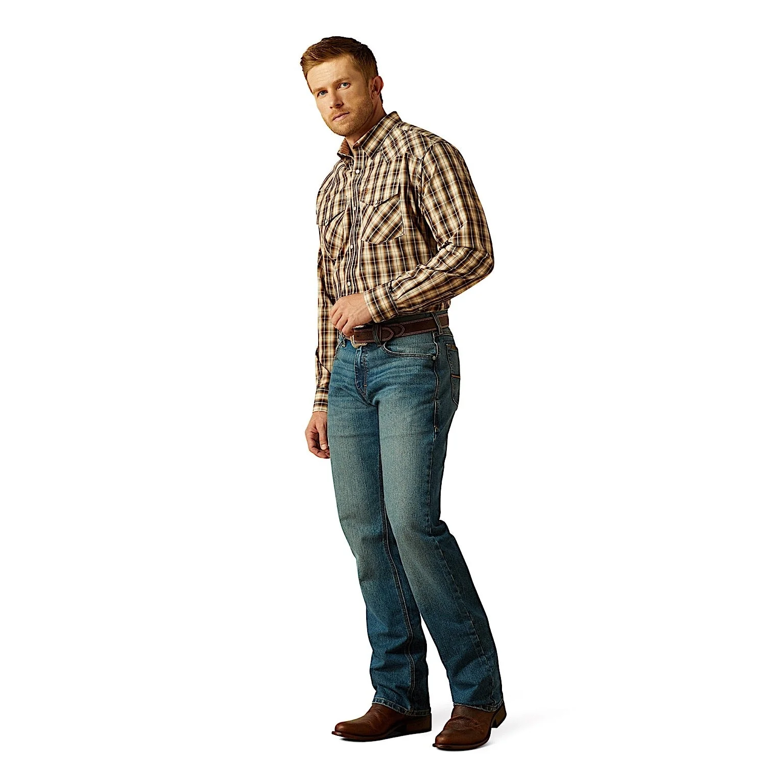 Ariat Men's Wrinkle Free Ethan Classic Fit Shirt - Cream - Image 3