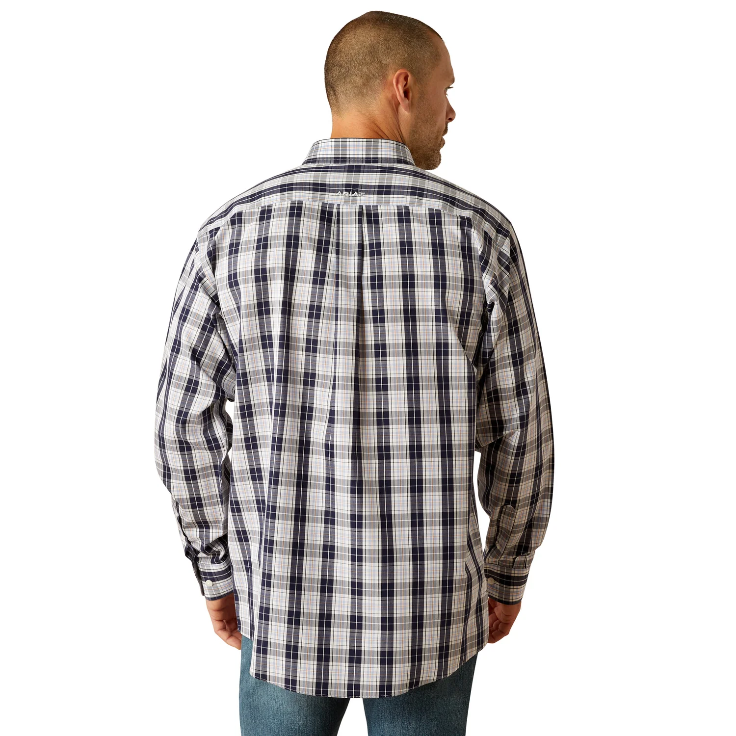 Ariat Men's Wrinkle Free Ocean Classic Fit Shirt - Dark Blue - Image 2