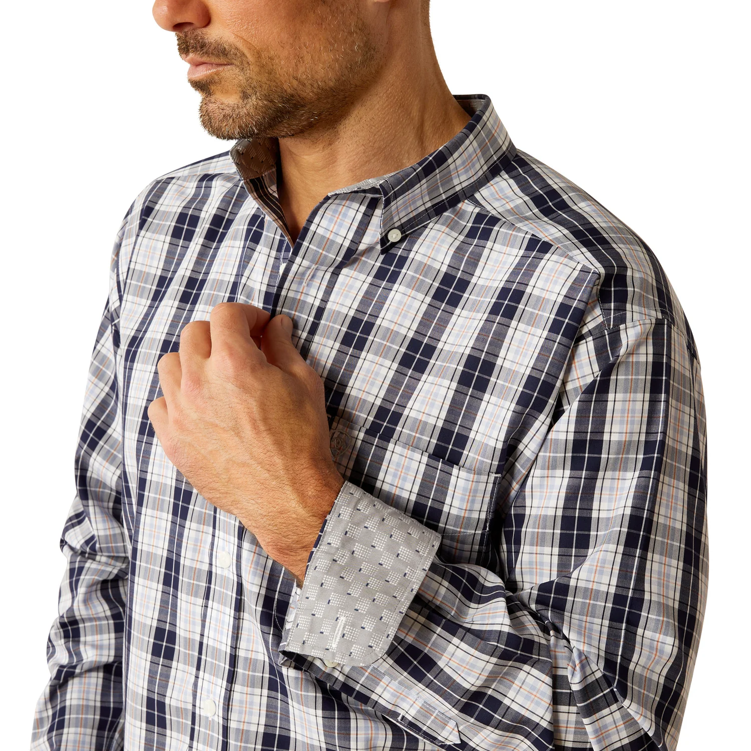 Ariat Men's Wrinkle Free Ocean Classic Fit Shirt - Dark Blue - Image 3