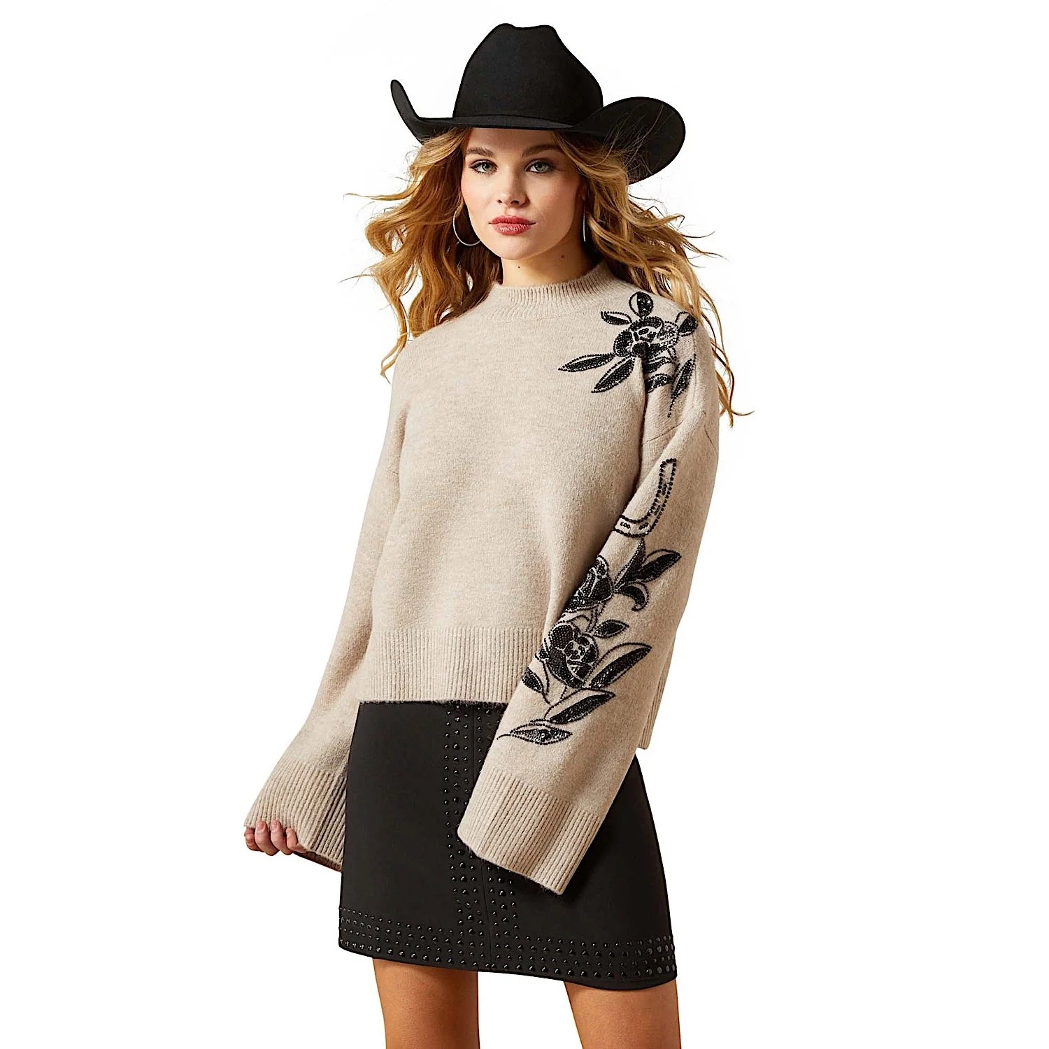 Ariat Women's All In Embellished Sweater - Oatmeal Heather