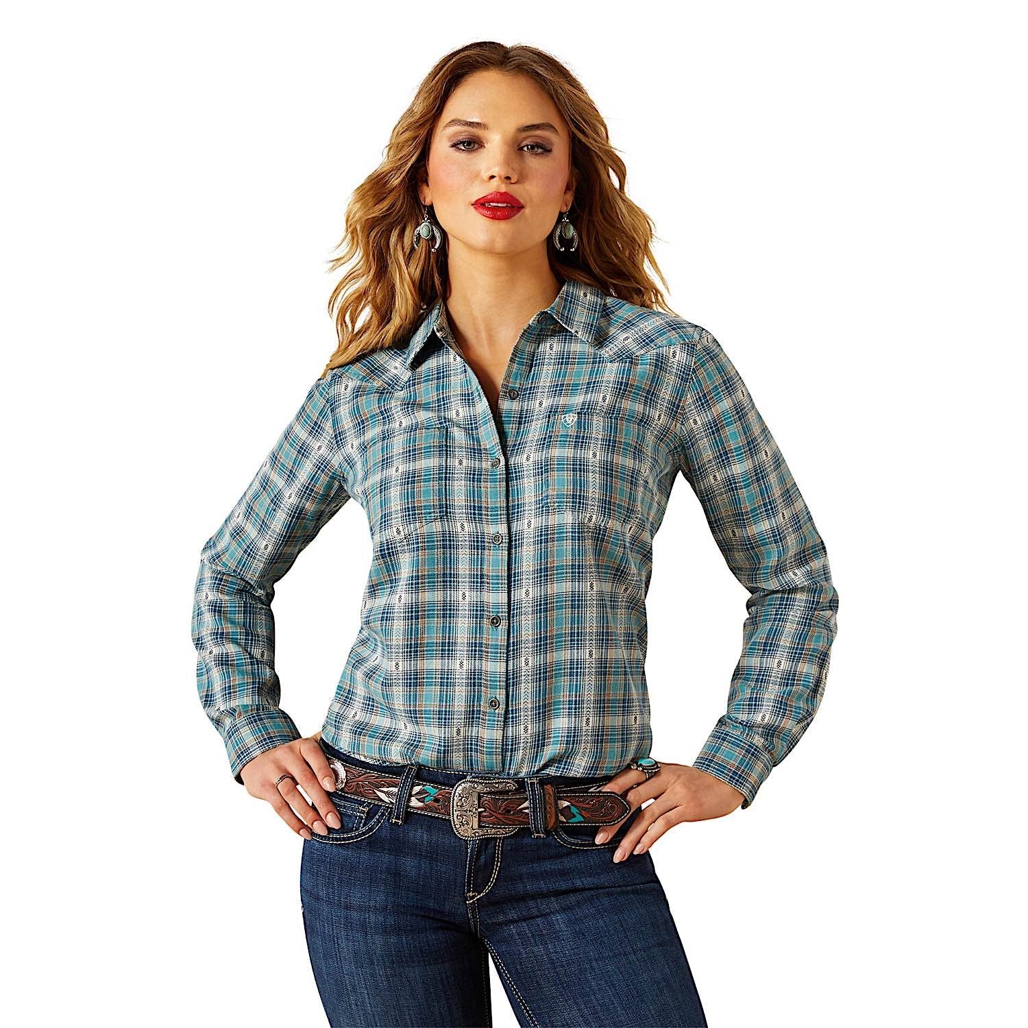 Ariat Women's Billie Jean Shirt - Aquamarine Dobby Plaid