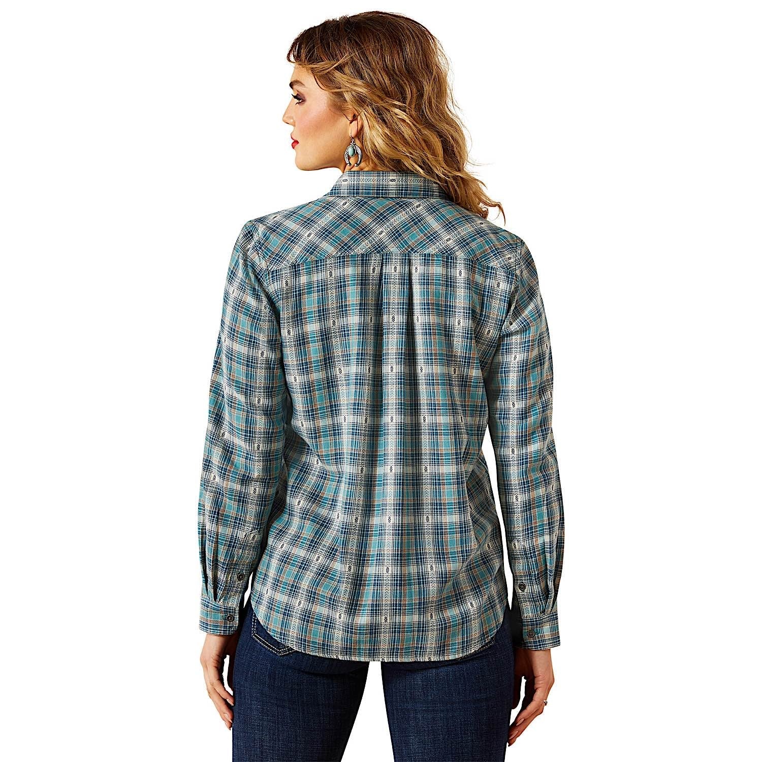 Ariat Women's Billie Jean Shirt - Aquamarine Dobby Plaid - Image 2