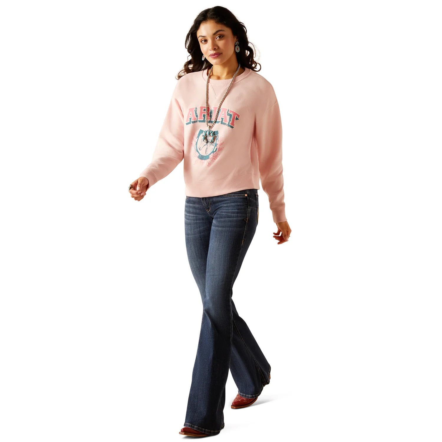 Ariat Women's College Sweatshirt - Blushing Rose - Image 4