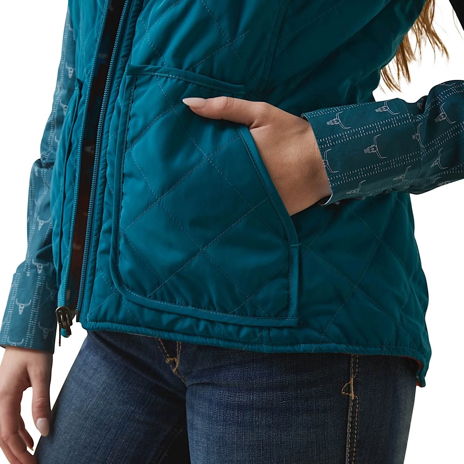 Ariat Women's Dilon Insulated Reversible Vest -bDeep Lagoon - Image 3
