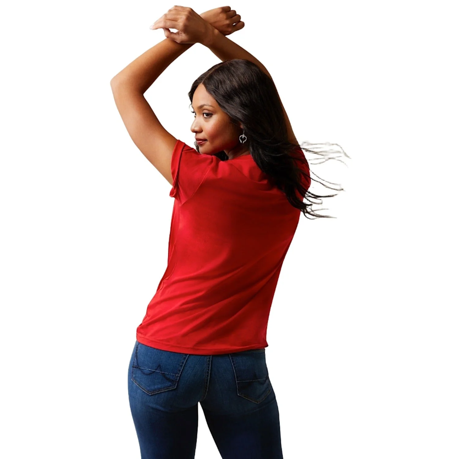 Ariat Women's Flower Cow S/S Tee Equestrian Red - Image 2