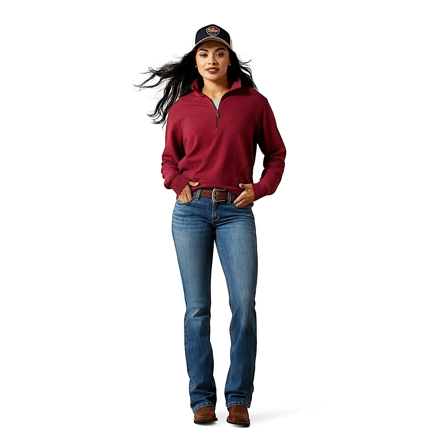 Ariat Women's High Noon 1/2 Zip Pullover - Beaujolais - Image 3