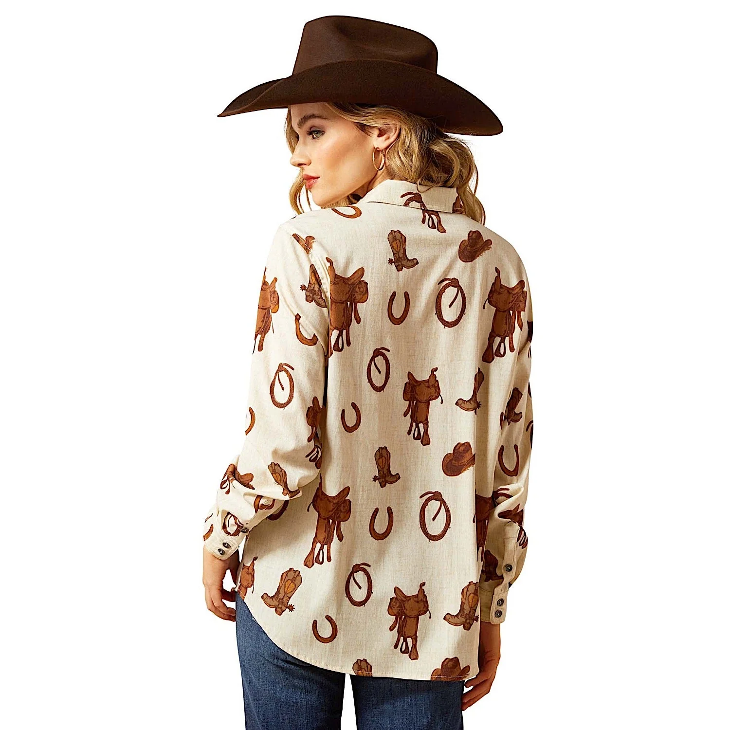 Ariat Women's Homestyle Button Up Shirt - Rodeo Spur Print - Image 2