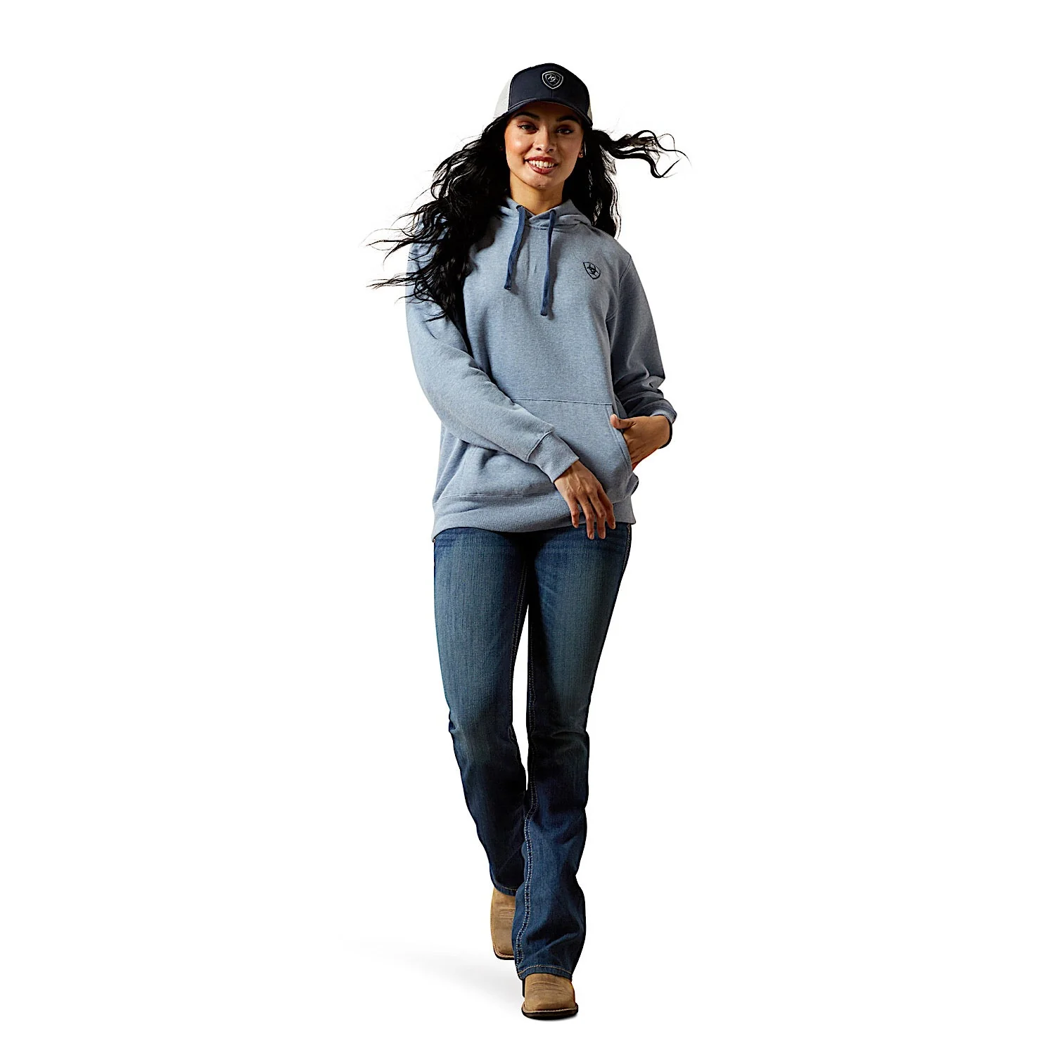Ariat Women's Logo 2.0 Hoodie - Vintage Indigo Heather - Image 3
