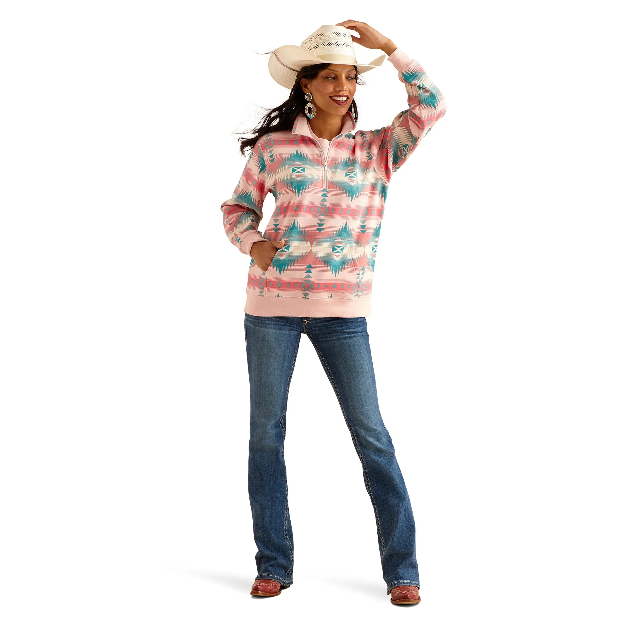 Ariat Women's Ranger 1/2 Zip Sweatshirt - Tiffany Print - Image 3