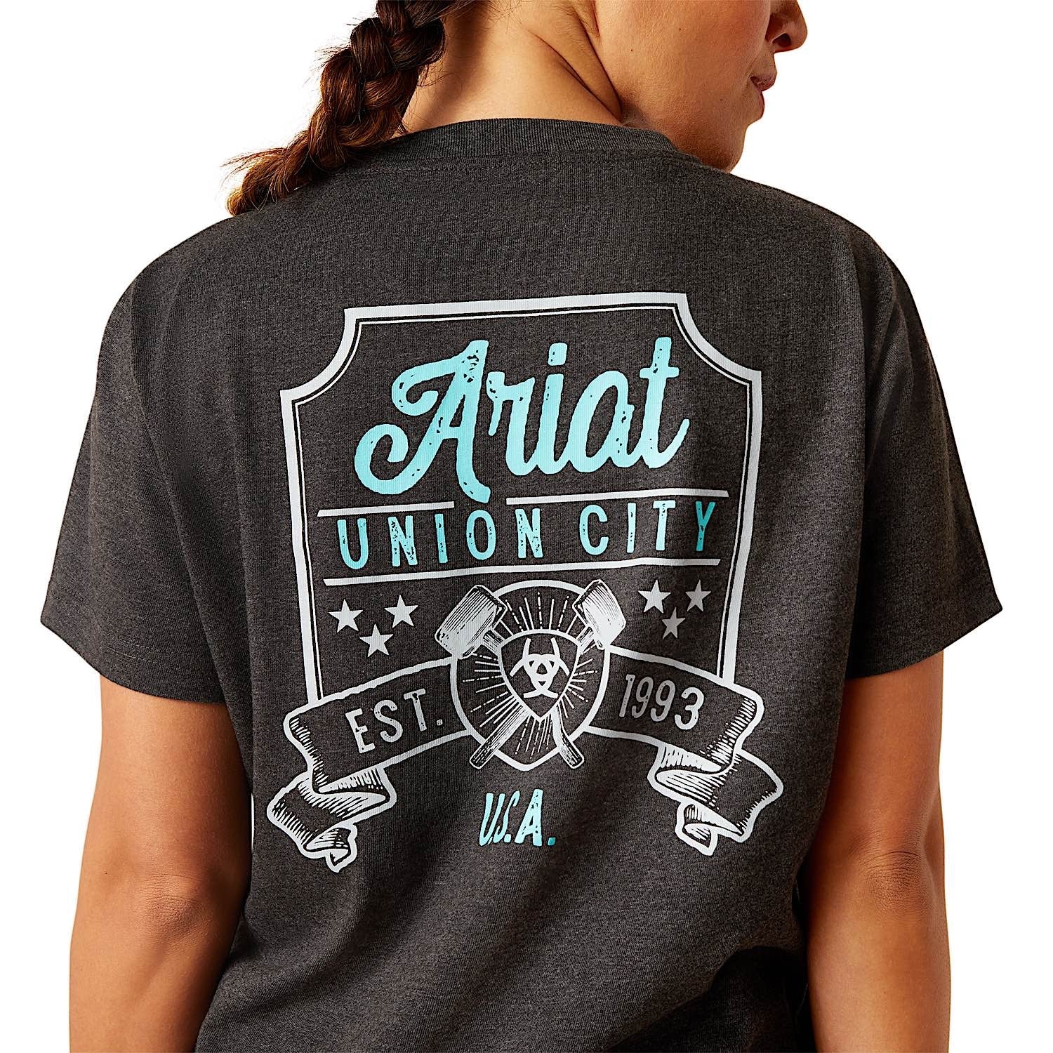 Ariat Women's Rebar Cotton Strong HQ T-Shirt - Charcoal Heather - Image 5