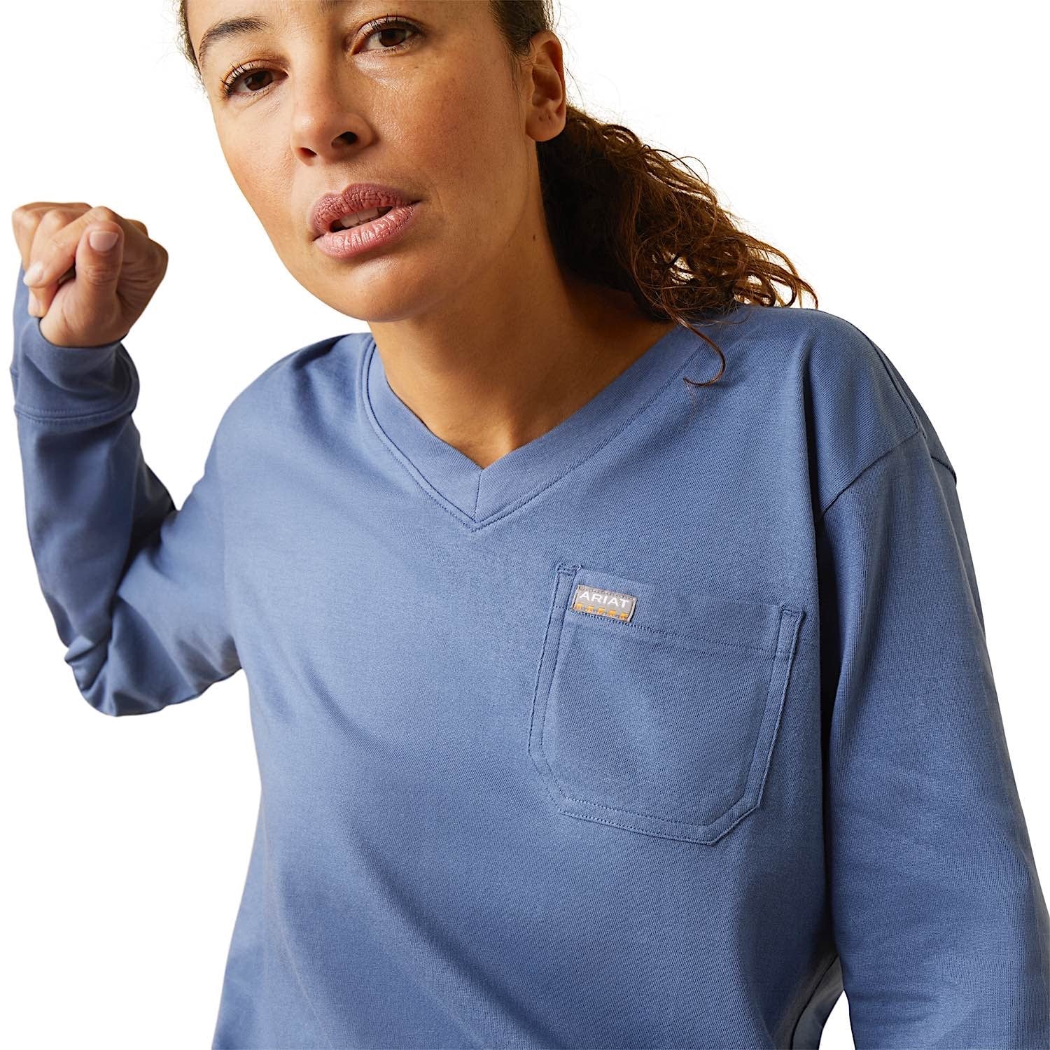 Ariat Womens Rebar Cotton Strong Work Hard L/S Tee Bijou Blue - Image 4