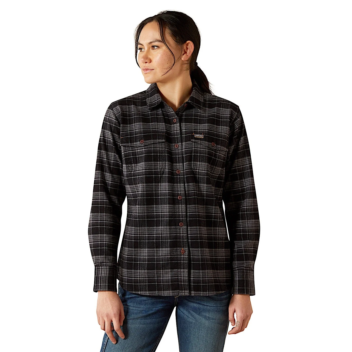 Ariat Women's Rebar Durastretch Flannel Workshirt - Black