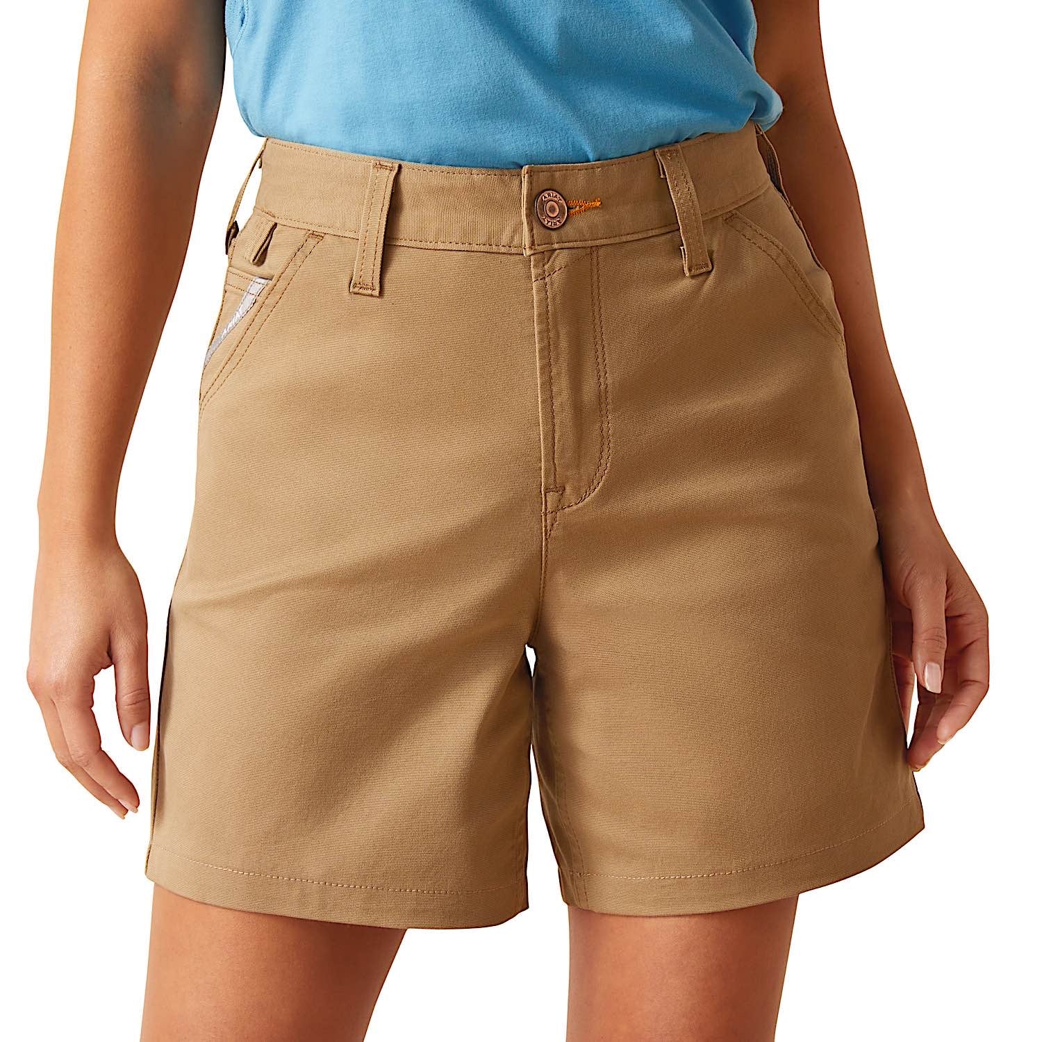 Ariat Women's Rebar Perfect Rise Made Tough 6" Shorts - Field Khaki - Image 6