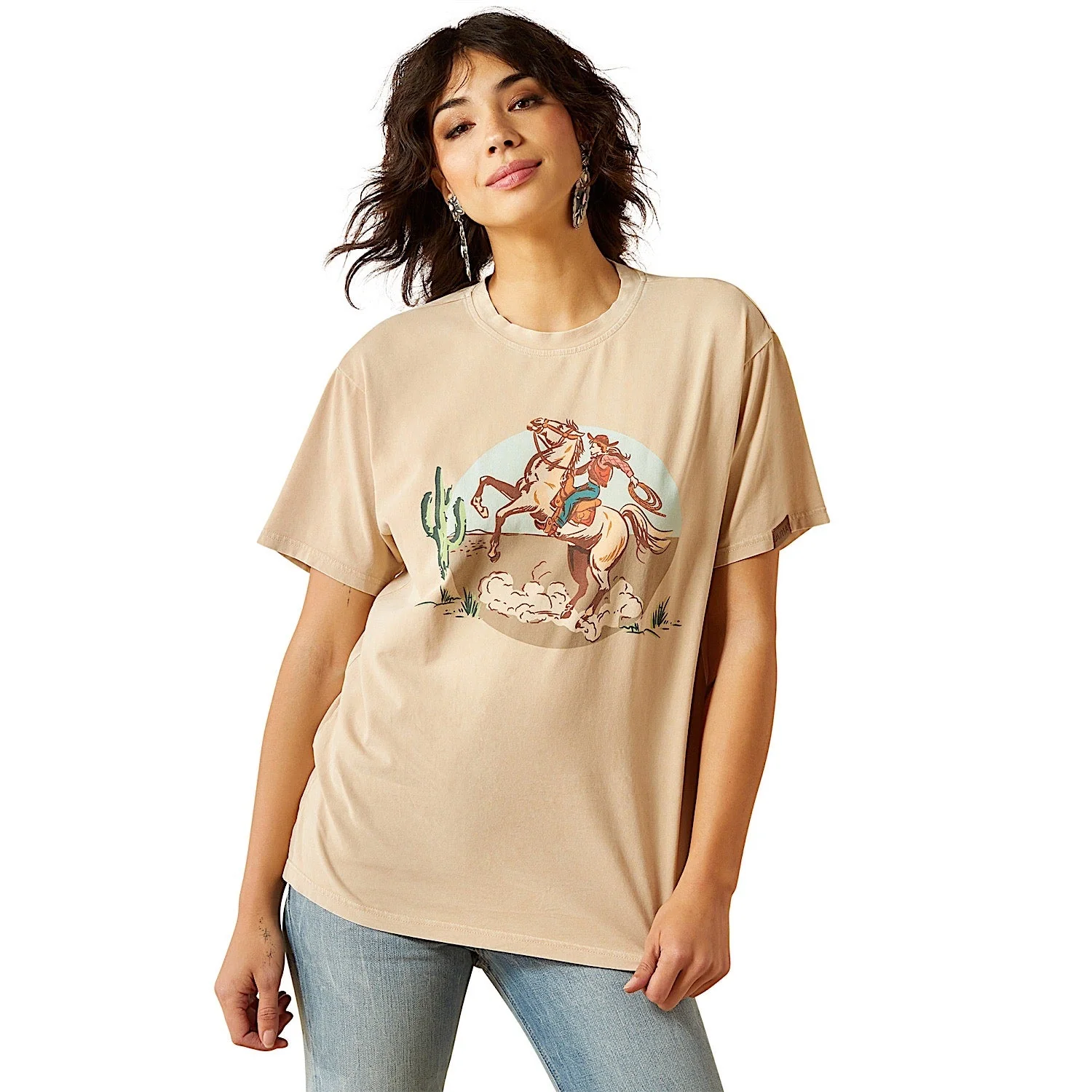 Ariat Women's Ride On T-Shirt - Oyster Gray Mineral Wash