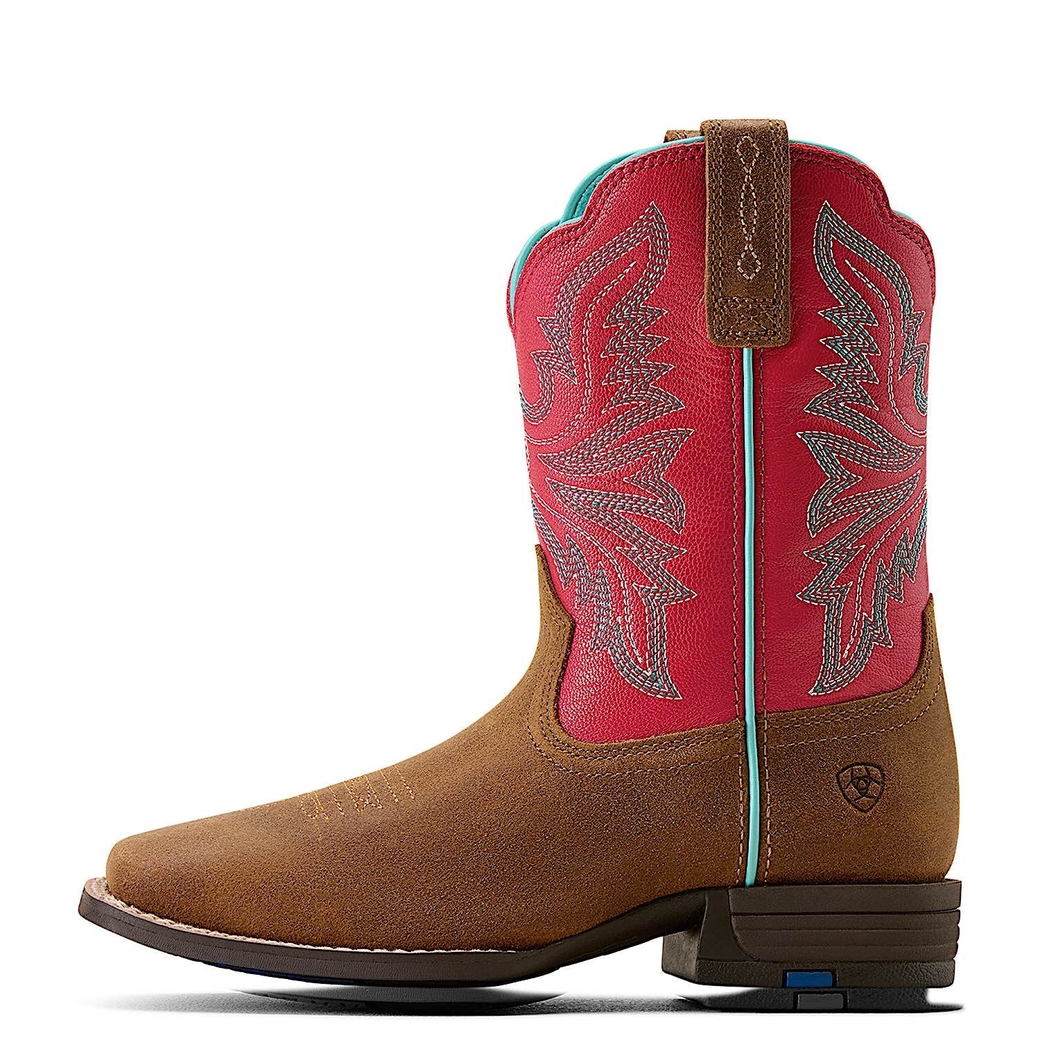 Ariat Youth Westwood Wide Square Toe Western Boot - Wicker/Hot Pink - Image 2