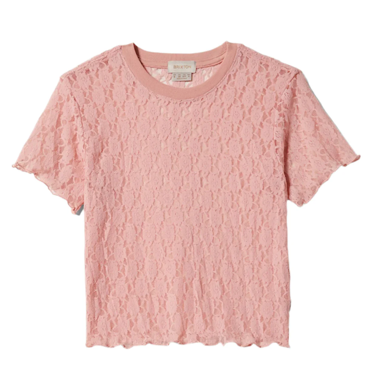 Brixton Women's Sheer Slim Lace Tee - Mellow Rose