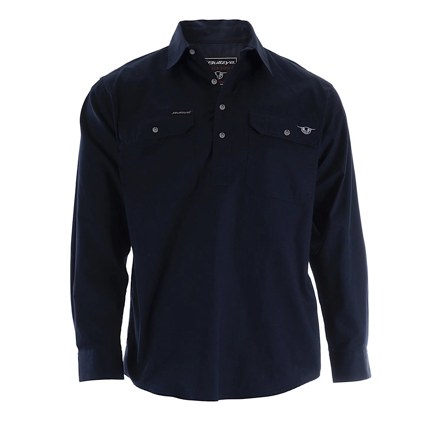 Bullzye Men's Lightweight Half Placket Shirt - Navy