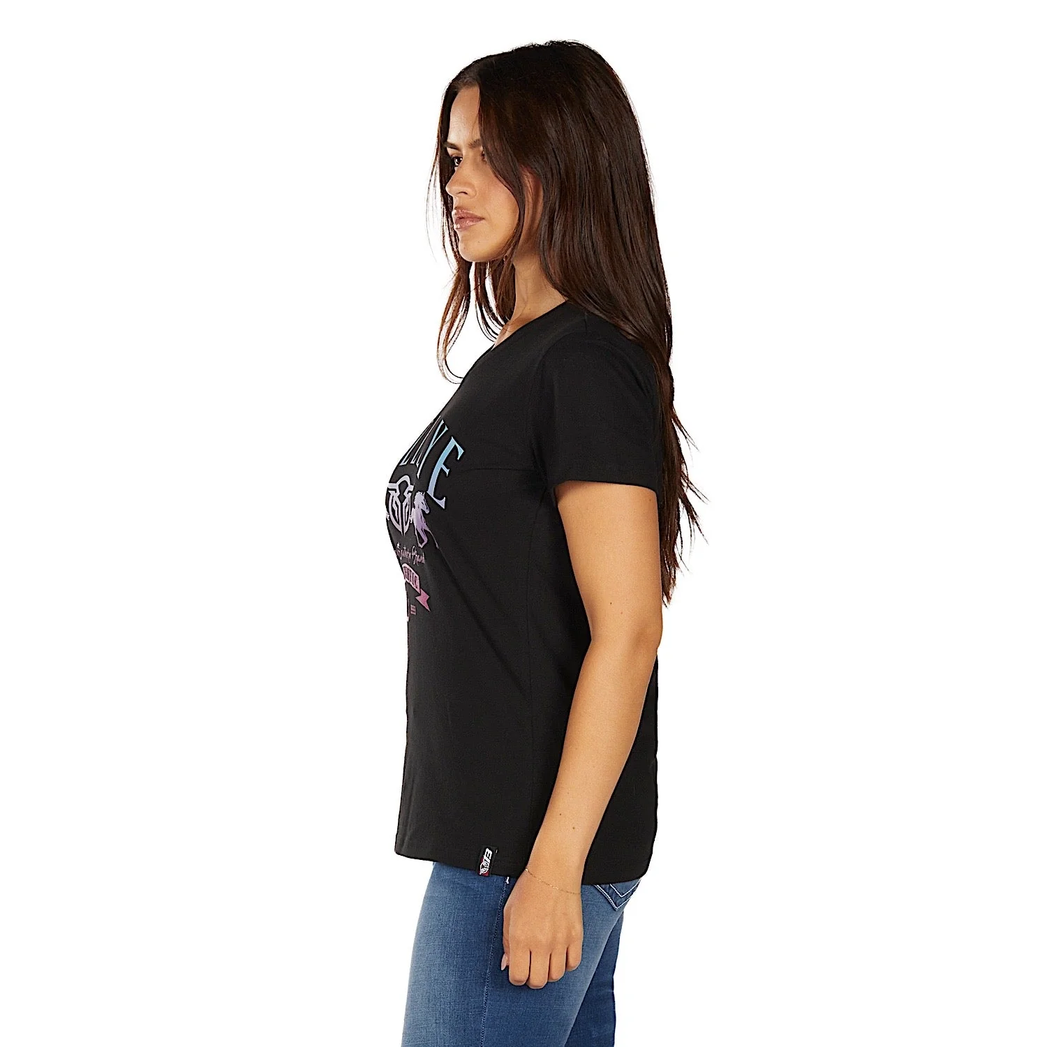 Bullzye Women's Jemma V-Neck Short Sleeve T Shirt - Black - Image 3