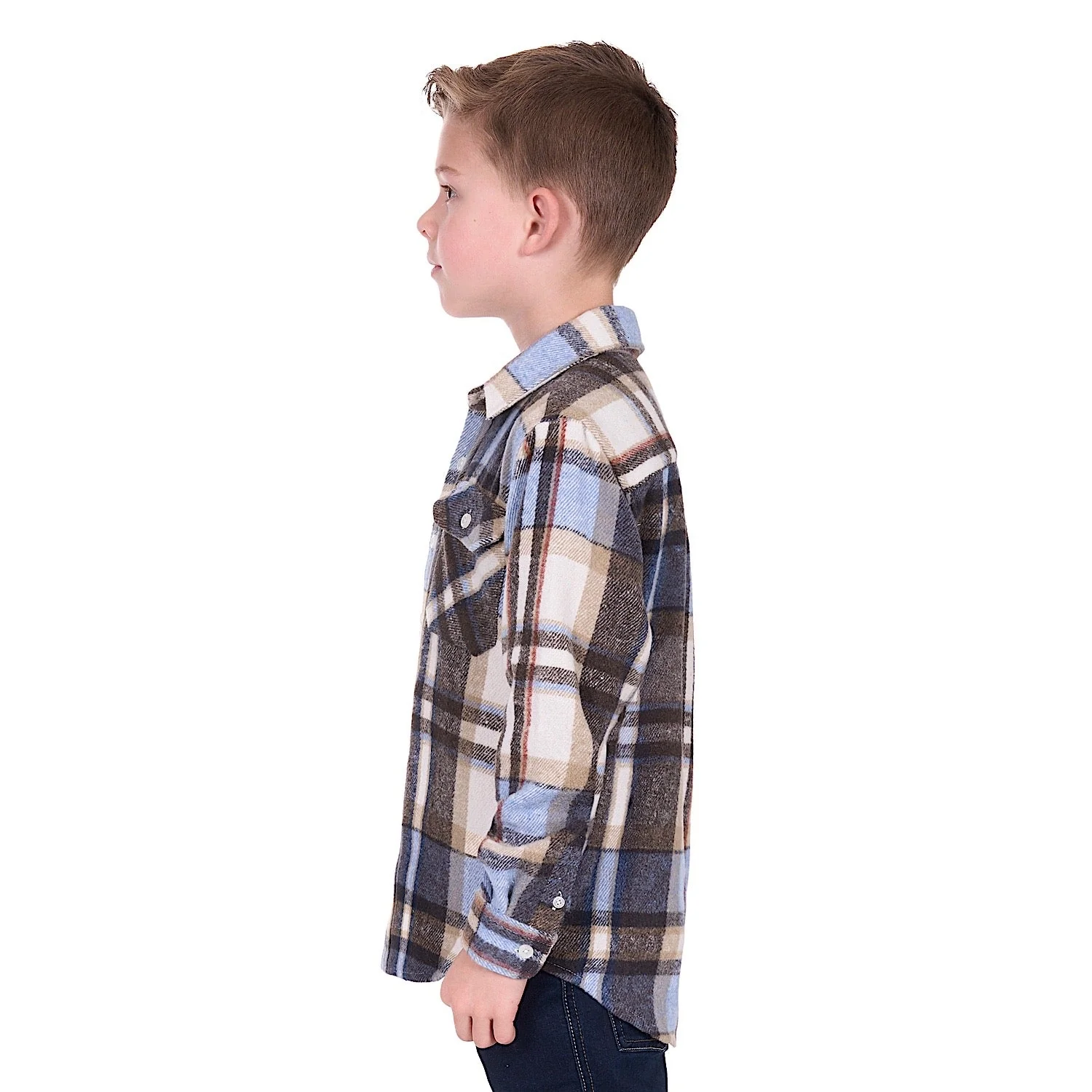 Hard Slog Boy's Victor Thermal Shirt - Tan/Light Blue - Image 3