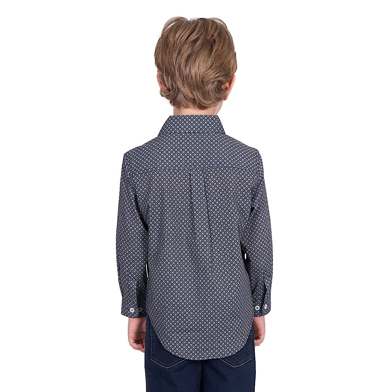 Hard Slog Kid's Tomson Half Placket Long Sleeve Shirt - Navy/Tan - Image 4