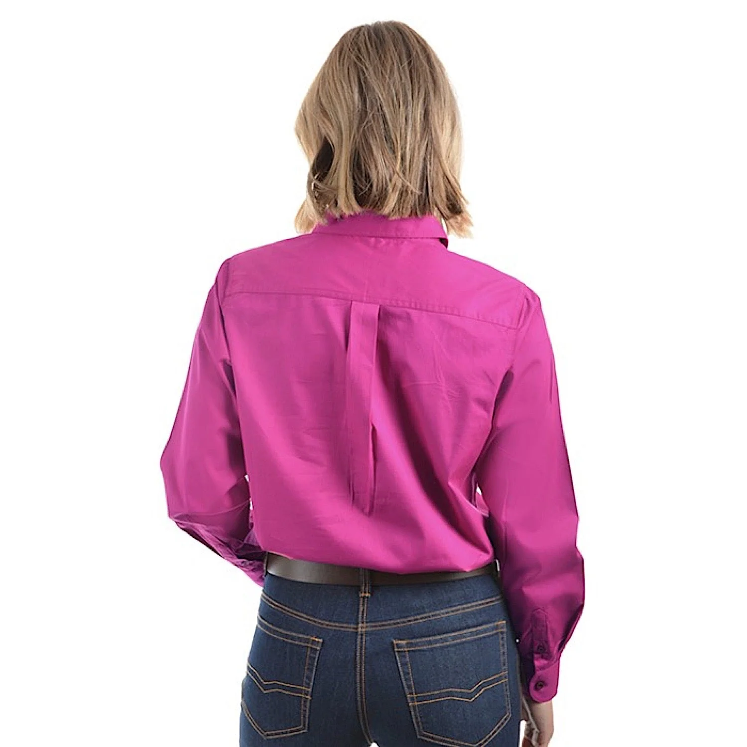 Hard Slog Women's Half Placket Light Cotton Shirt - Fuschia - Image 3