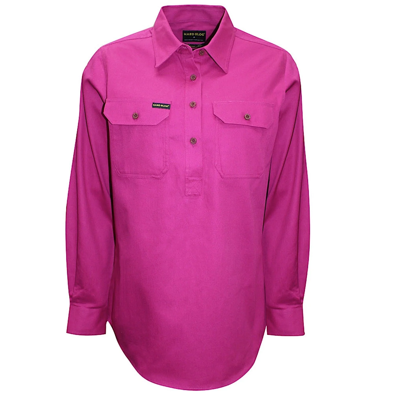 Hard Slog Women's Half Placket Light Cotton Shirt - Fuschia - Image 6