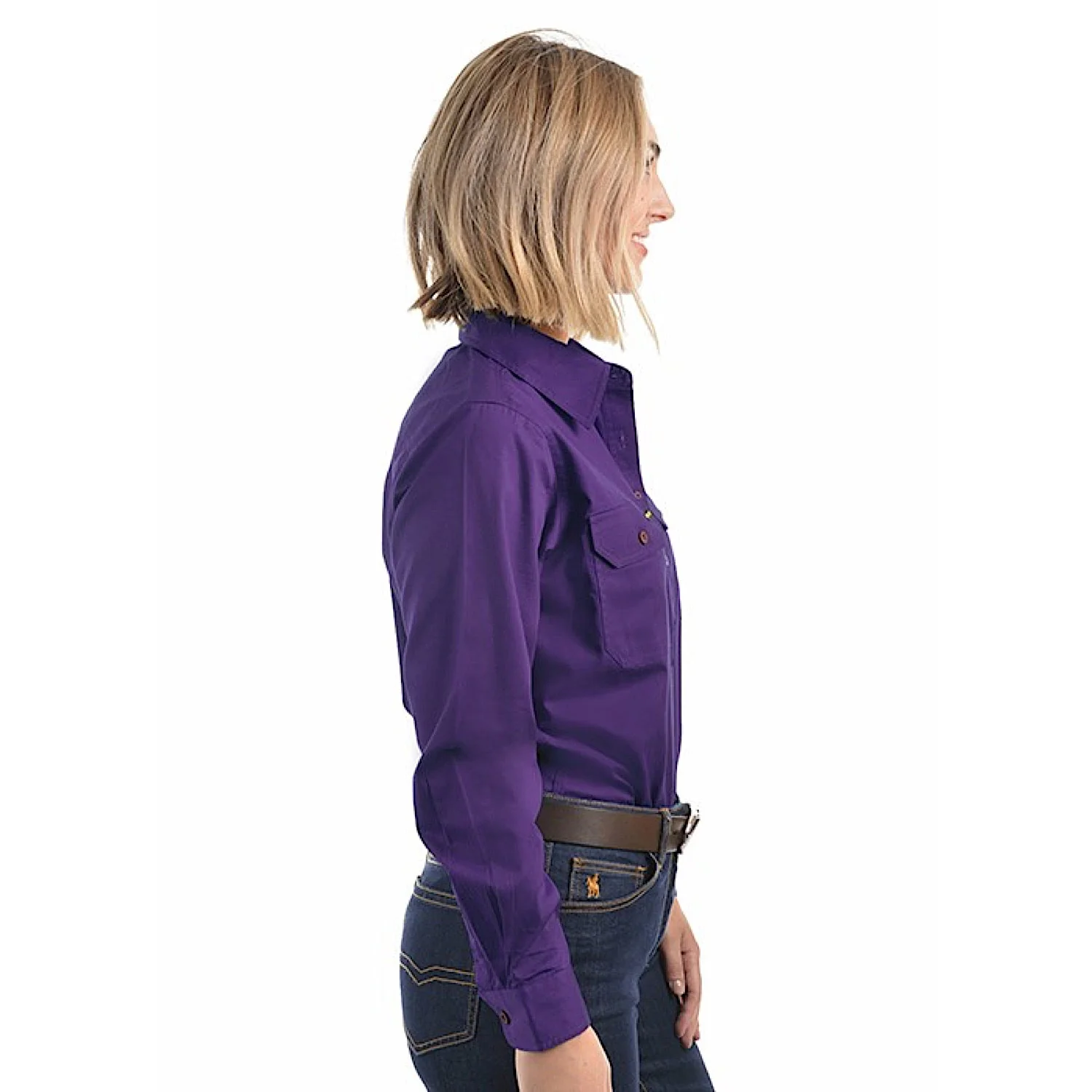 Hard Slog Women's Half Placket Light Cotton Shirt - Iris - Image 2