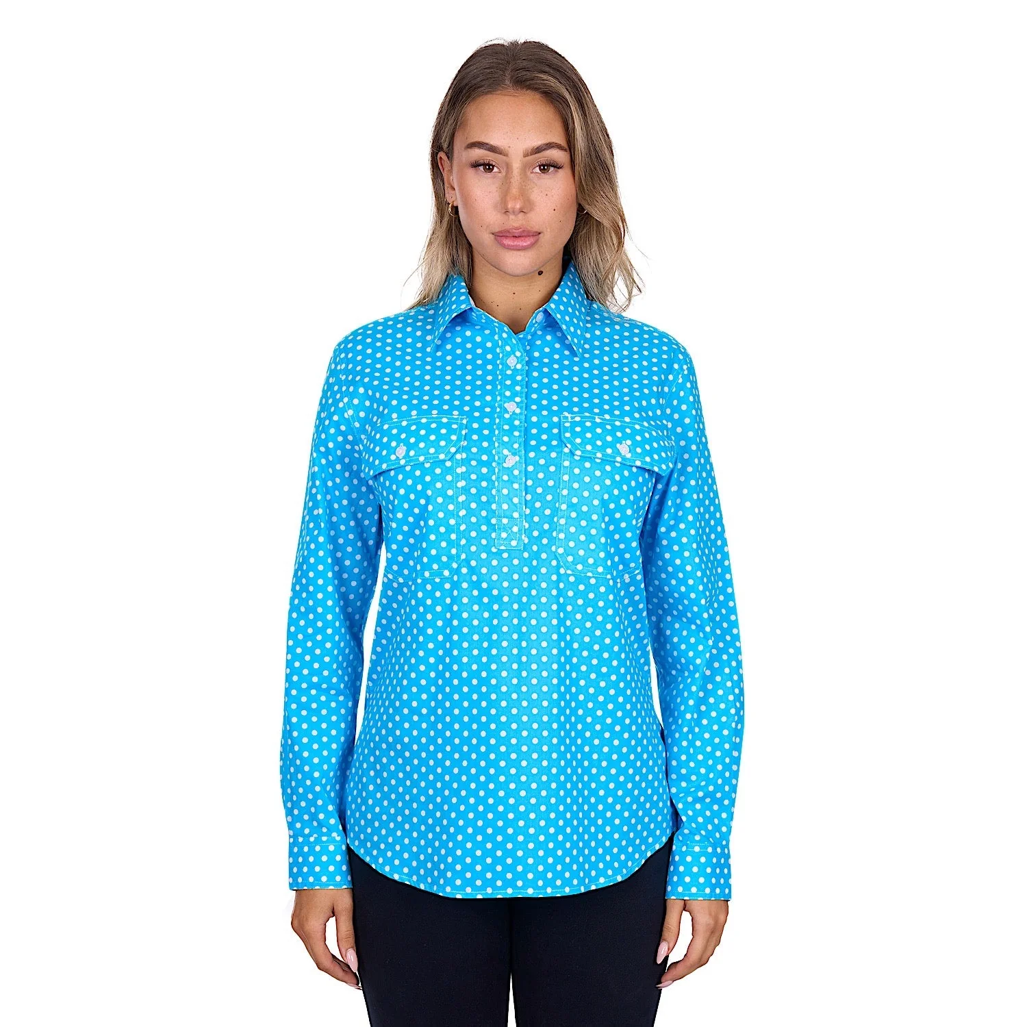 Hard Slog Women's Sia Half Placket Long Sleeve Shirt - Blue - Image 2