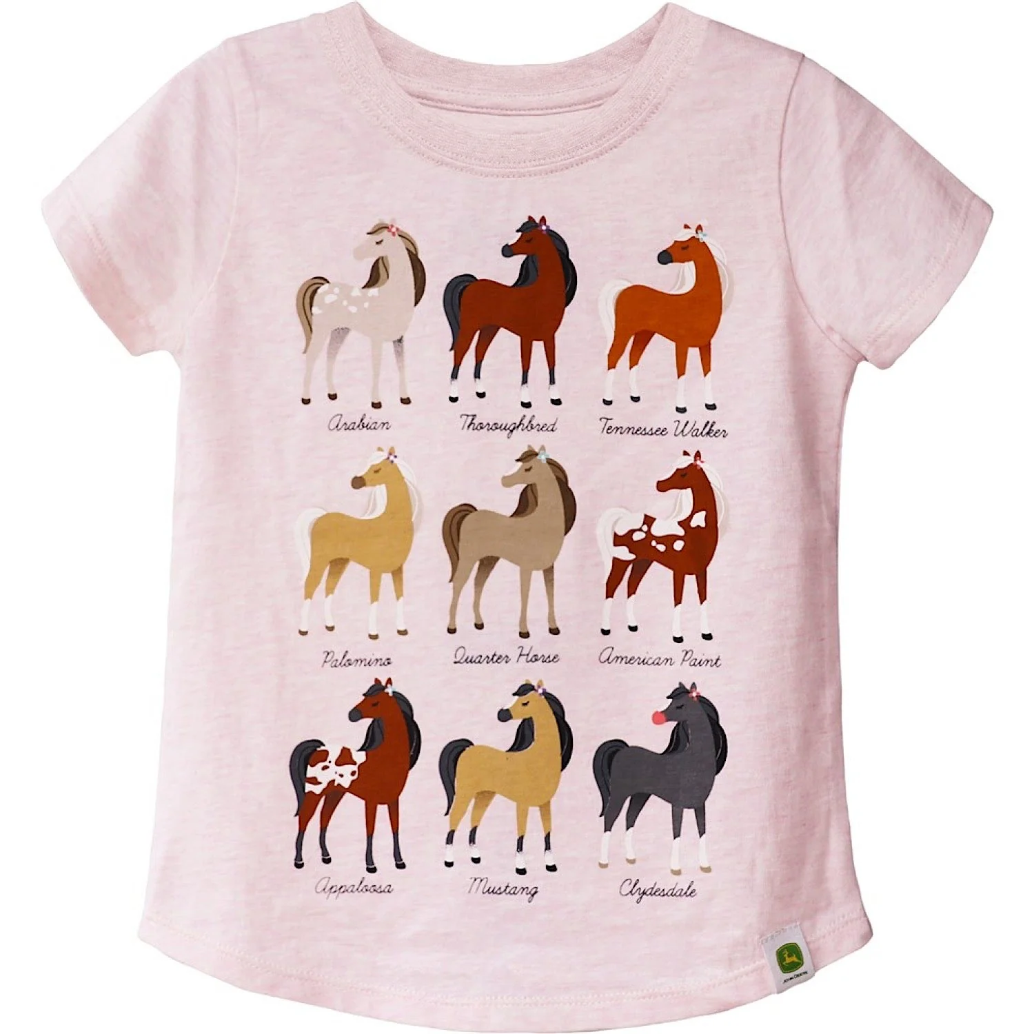 John Deere Kid's Horse Breeds Tee - Pink