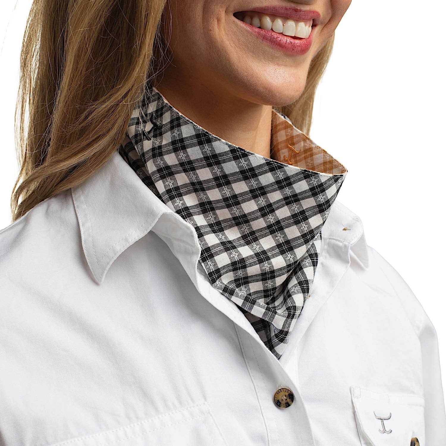 Just Country Carlee Double Sided Scarf - Mustard & White Check/Black & White Check - Image 2