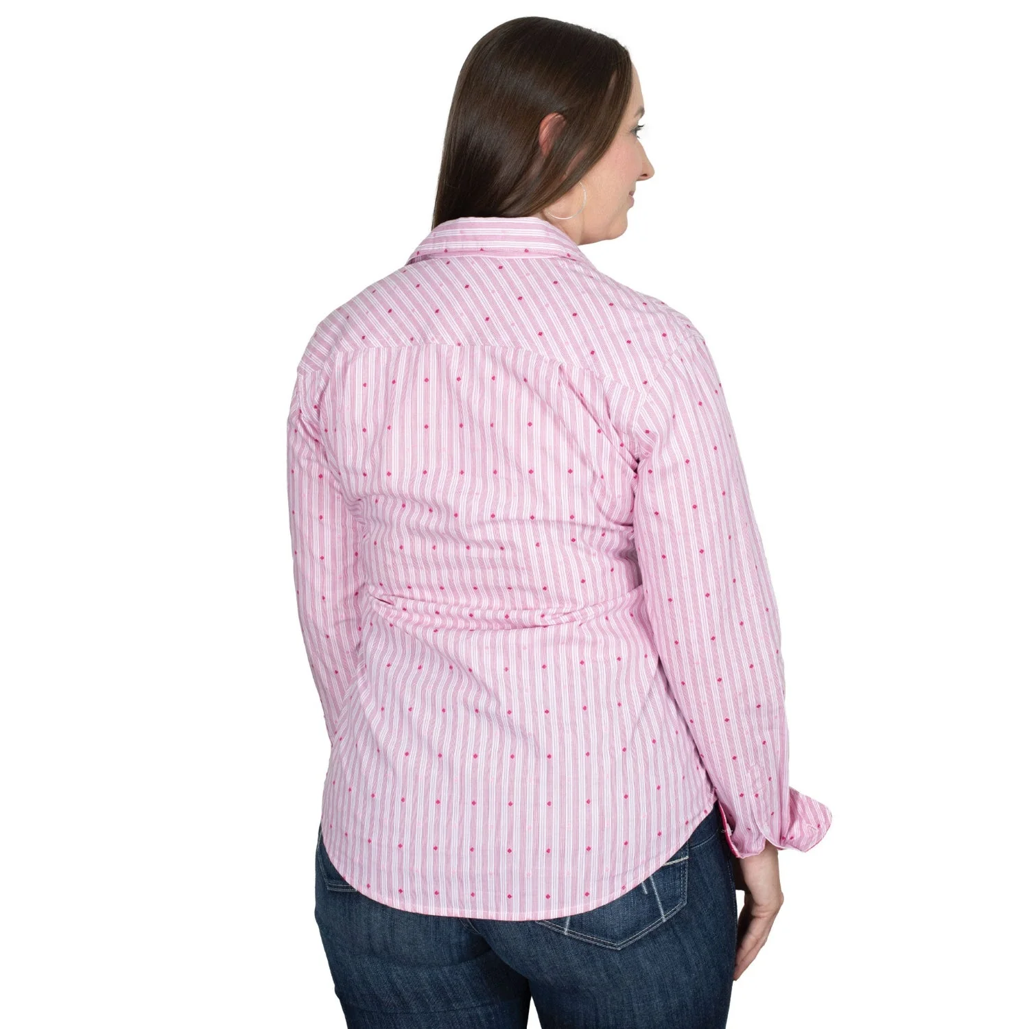Just Country Women's Abbey Full Button Print Work Shirt - Pink Stripe - Image 2