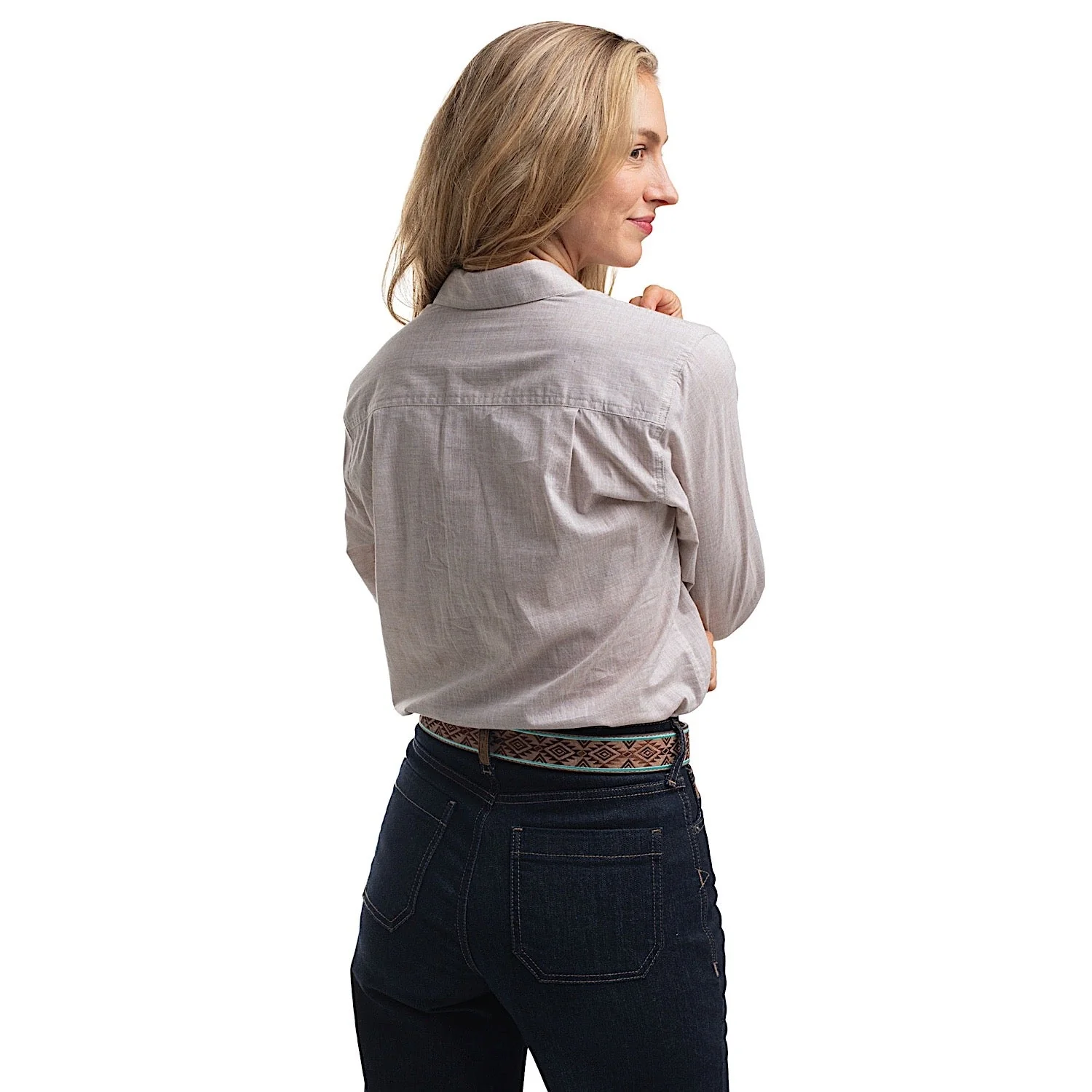 Just Country Women's Abbey Full Button Print Workshirt - Latte - Image 2