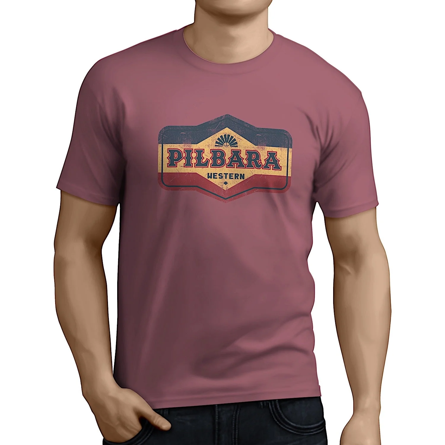 Pilbara Mens Oil Can T-Shirt - Cardinal
