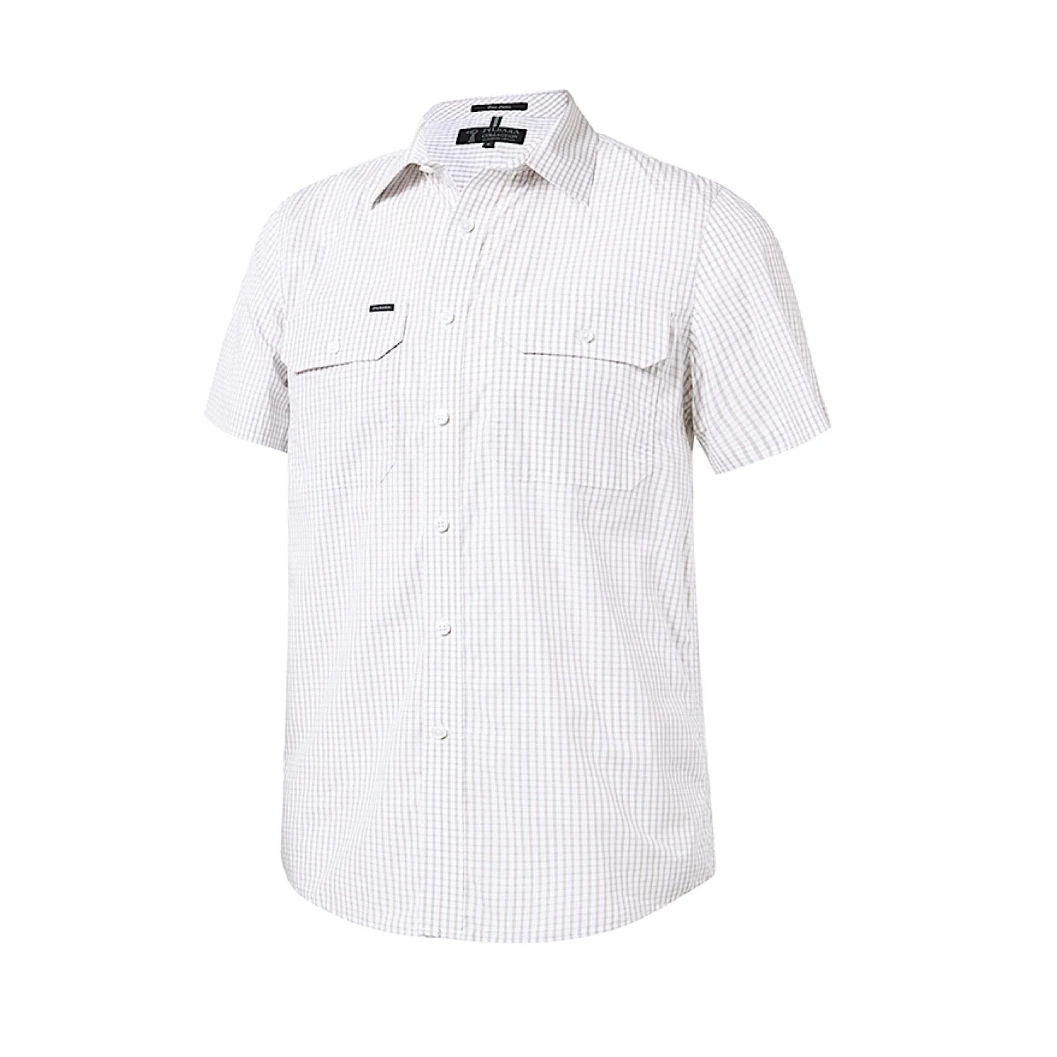 Pilbara Men's S/S Shirt - Taupe/White Check