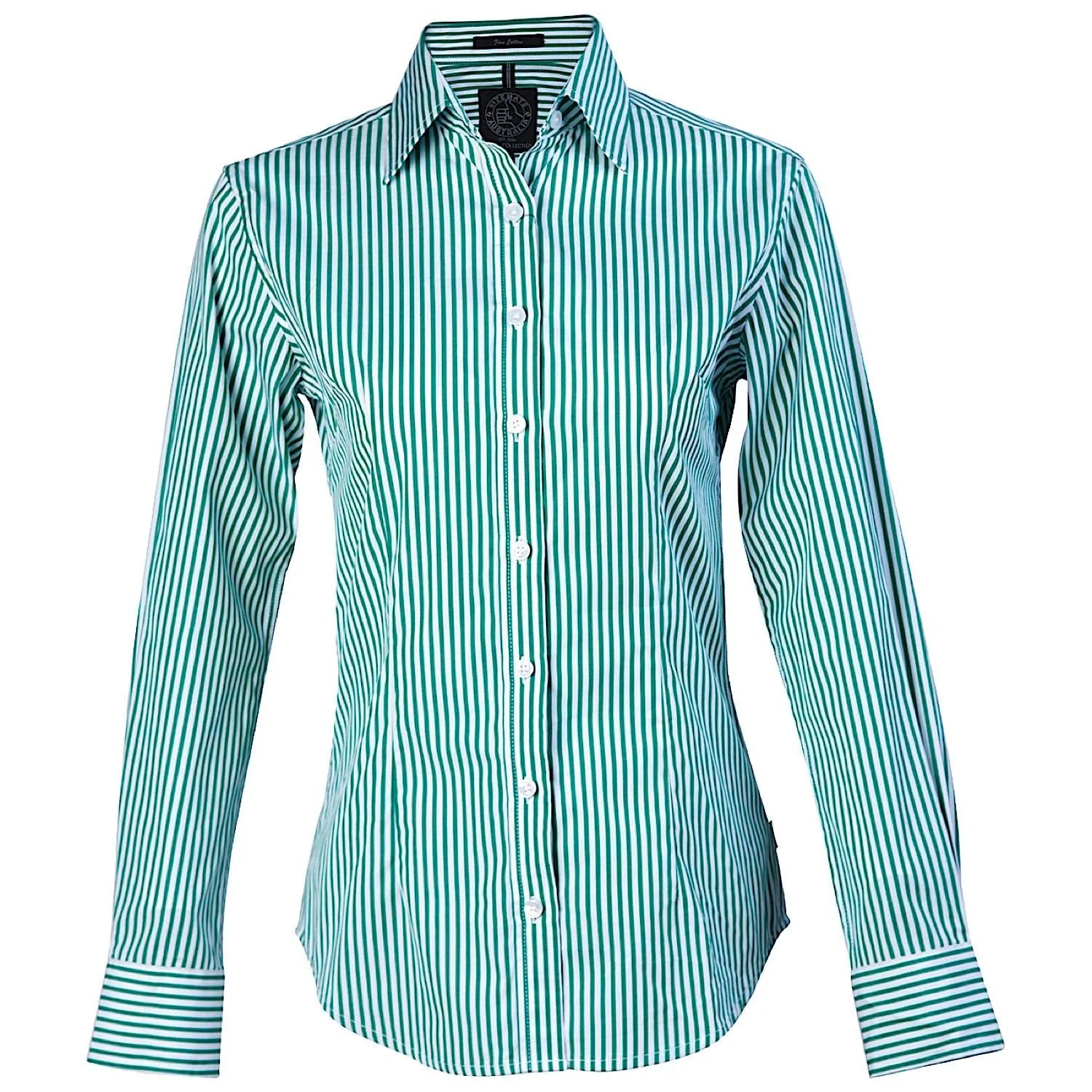 Pilbara Women's Striped Shirt - Emerald & White