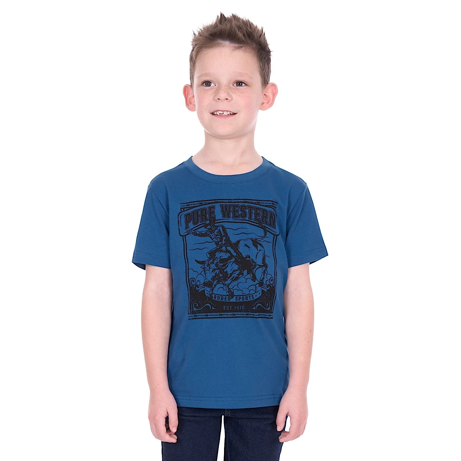 Pure Western Boy's Rodeo T-Shirt - Denim