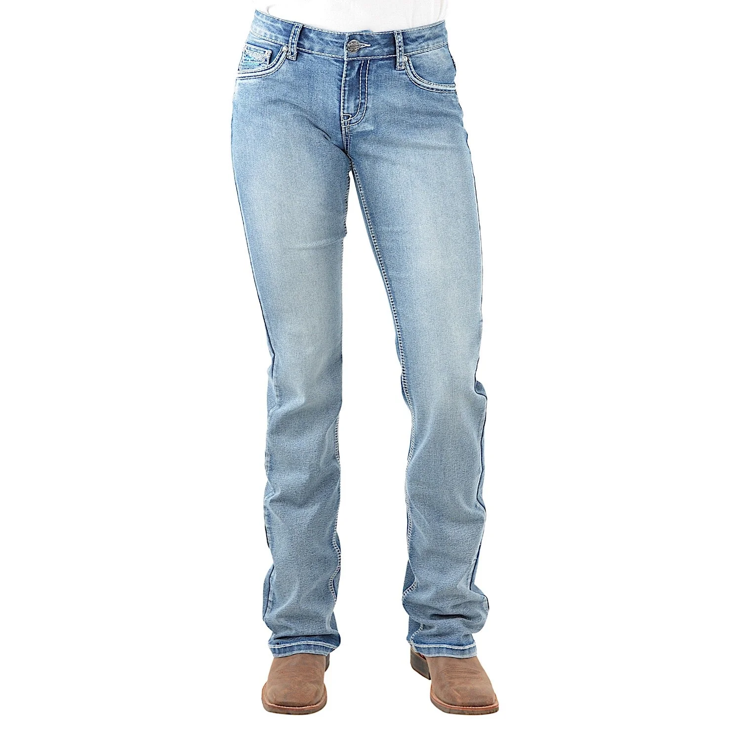 Pure Western Women's Criss Cross Relaxed Rider Jean 36" Leg Moonshine - Image 3